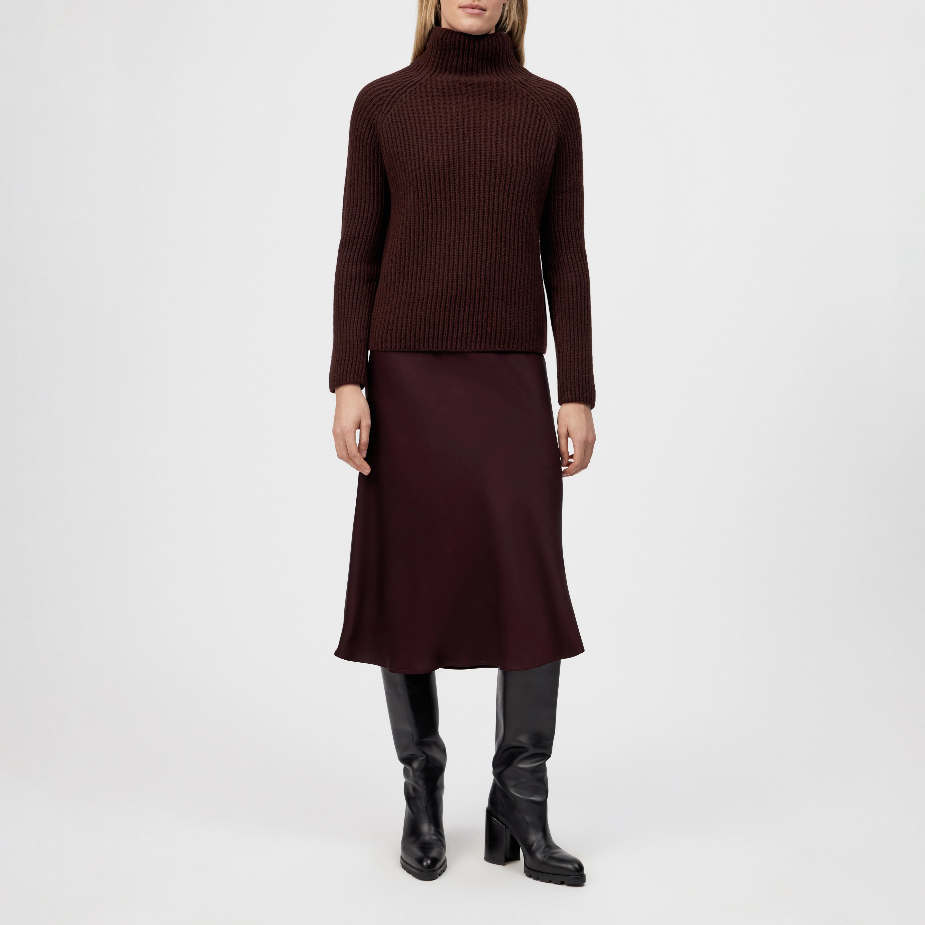 ARWEN - Pull à col roulé en laine et alpaga - women - rouge - Ganzkörper-Frontansicht