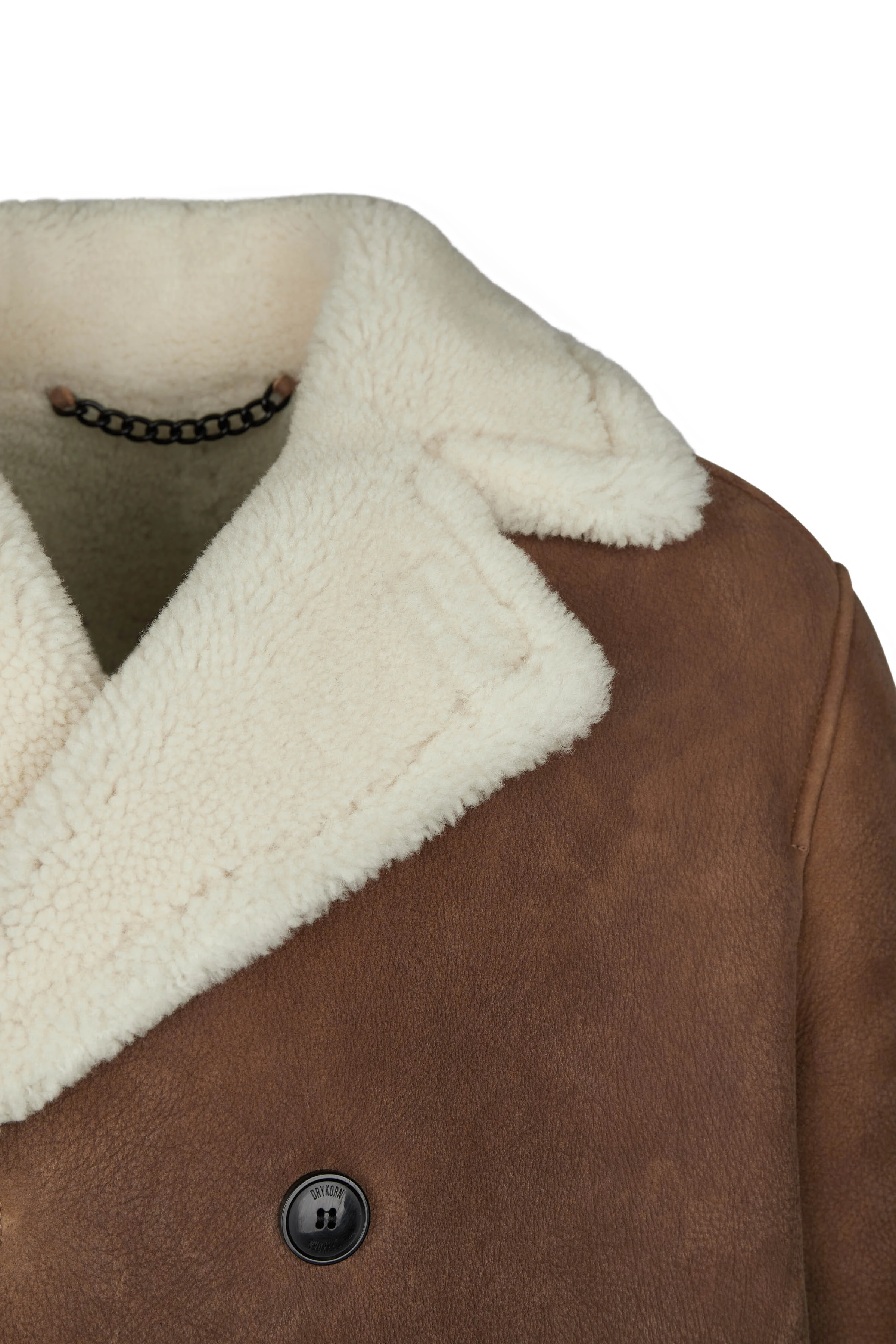 KONNO - Lammfell Lederjacke - Herren - braun - Freisteller Detailansicht