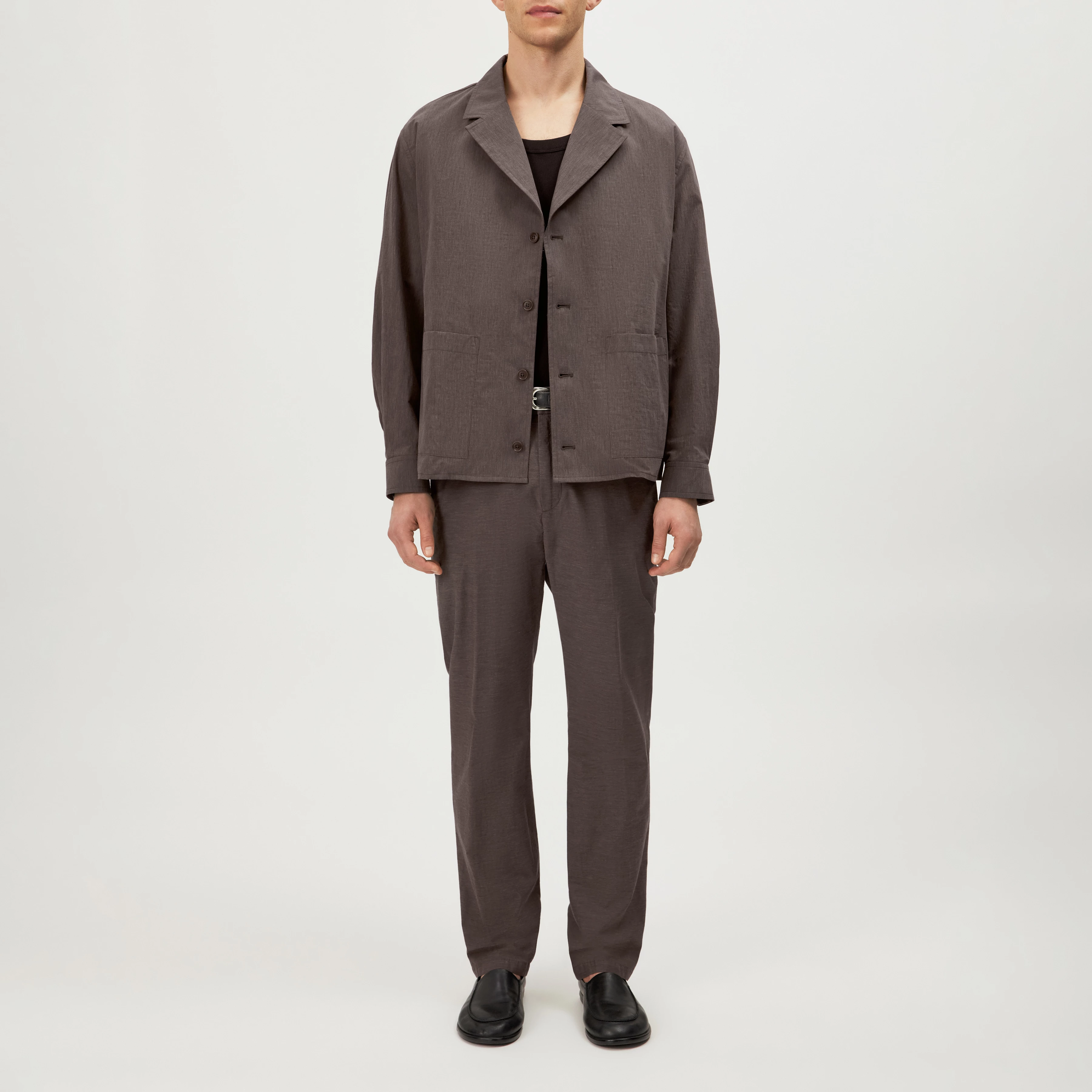 JASHI - Relaxed cotton blazer - men - brown - Ganzkörper-Frontansicht