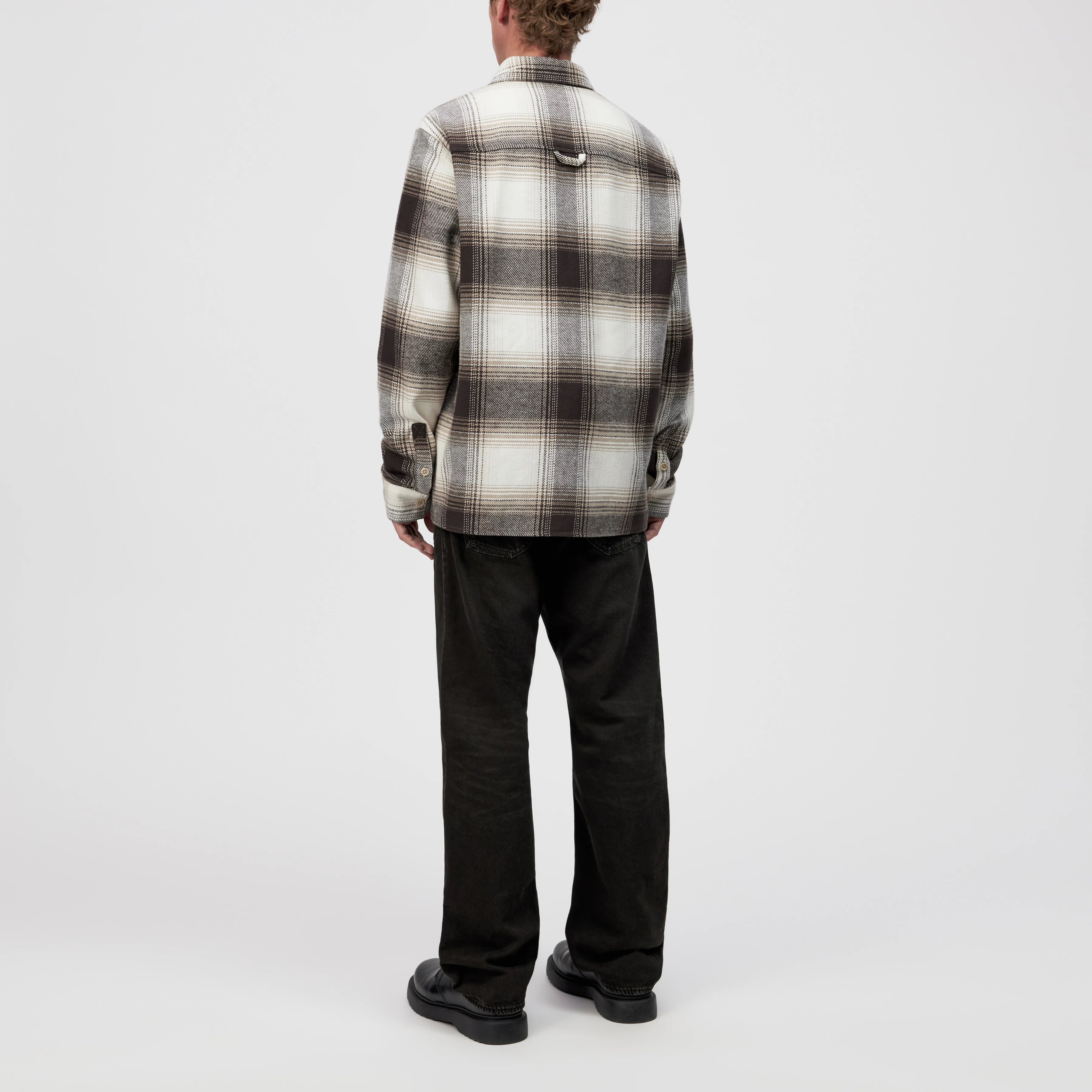 DIEGGO - Overshirt with breast pocket in check - men - brown - Rückansicht