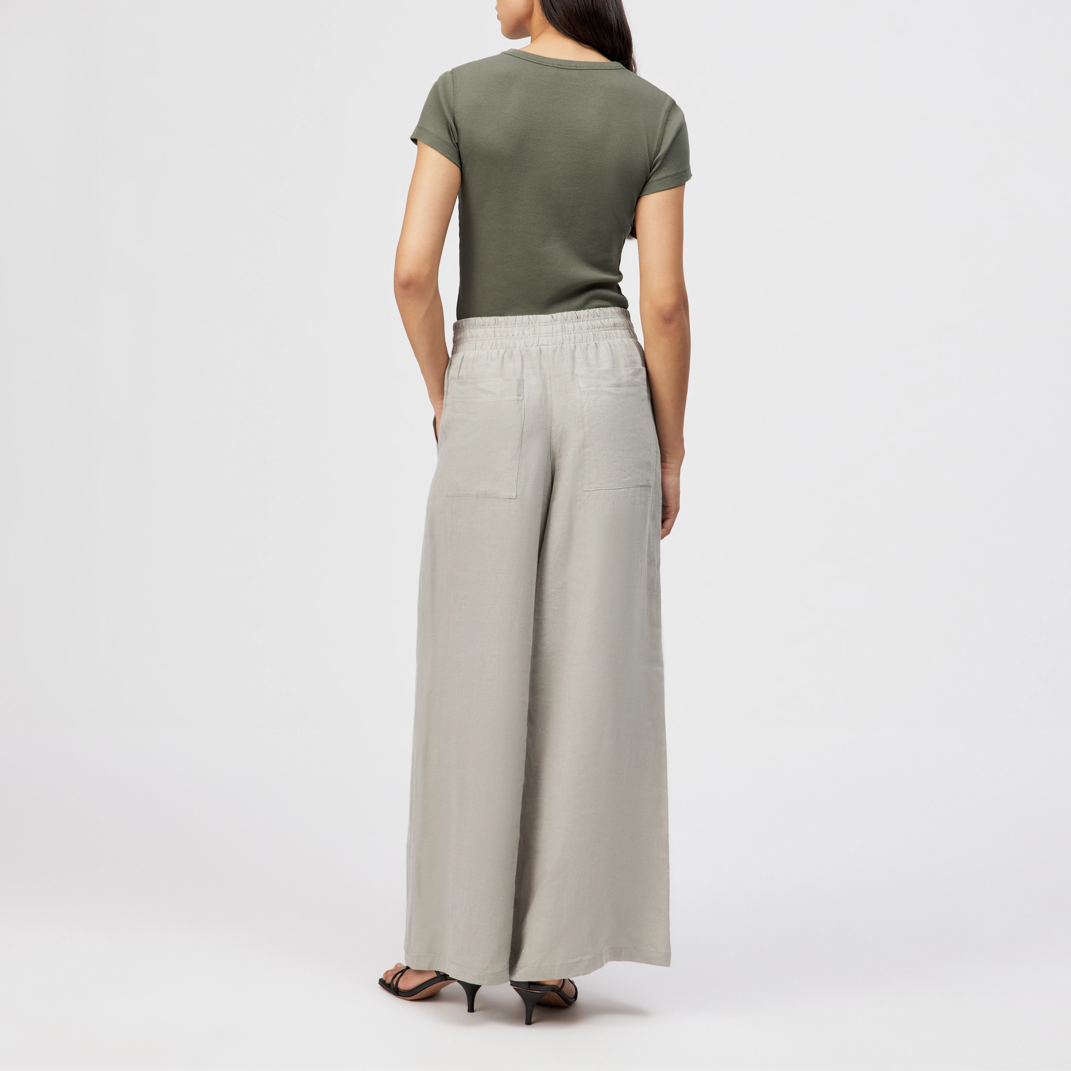 CEILING - Weite Hose in Leinen - Damen - grün - Rückansicht