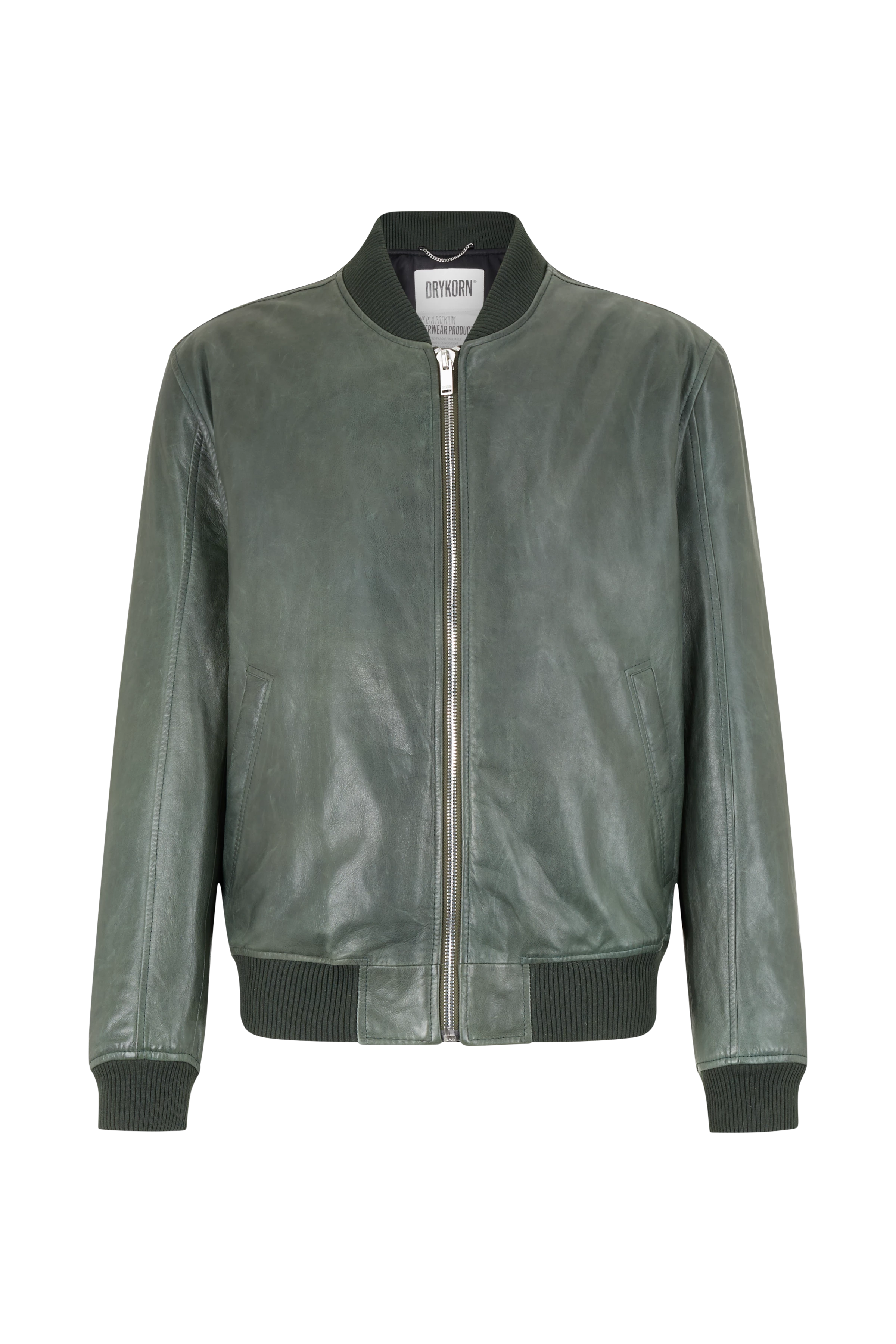 NIMBEK - Bomberjacke in Leder wattiert mit THINDOWN® - Herren - grün - Freisteller Frontansicht