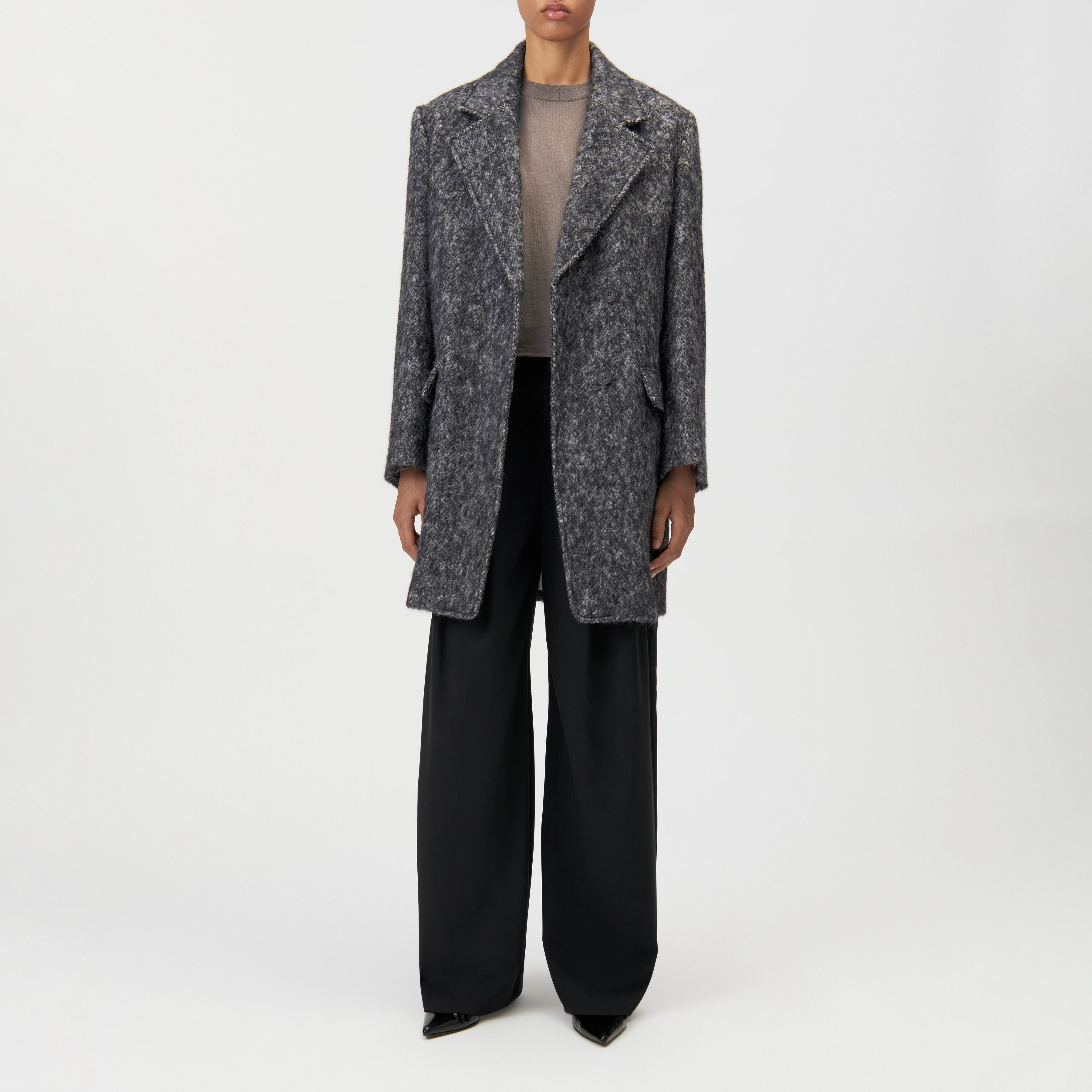 ISFIELD - Relaxed fit alpaca blend coat - women - grey - Frontansicht