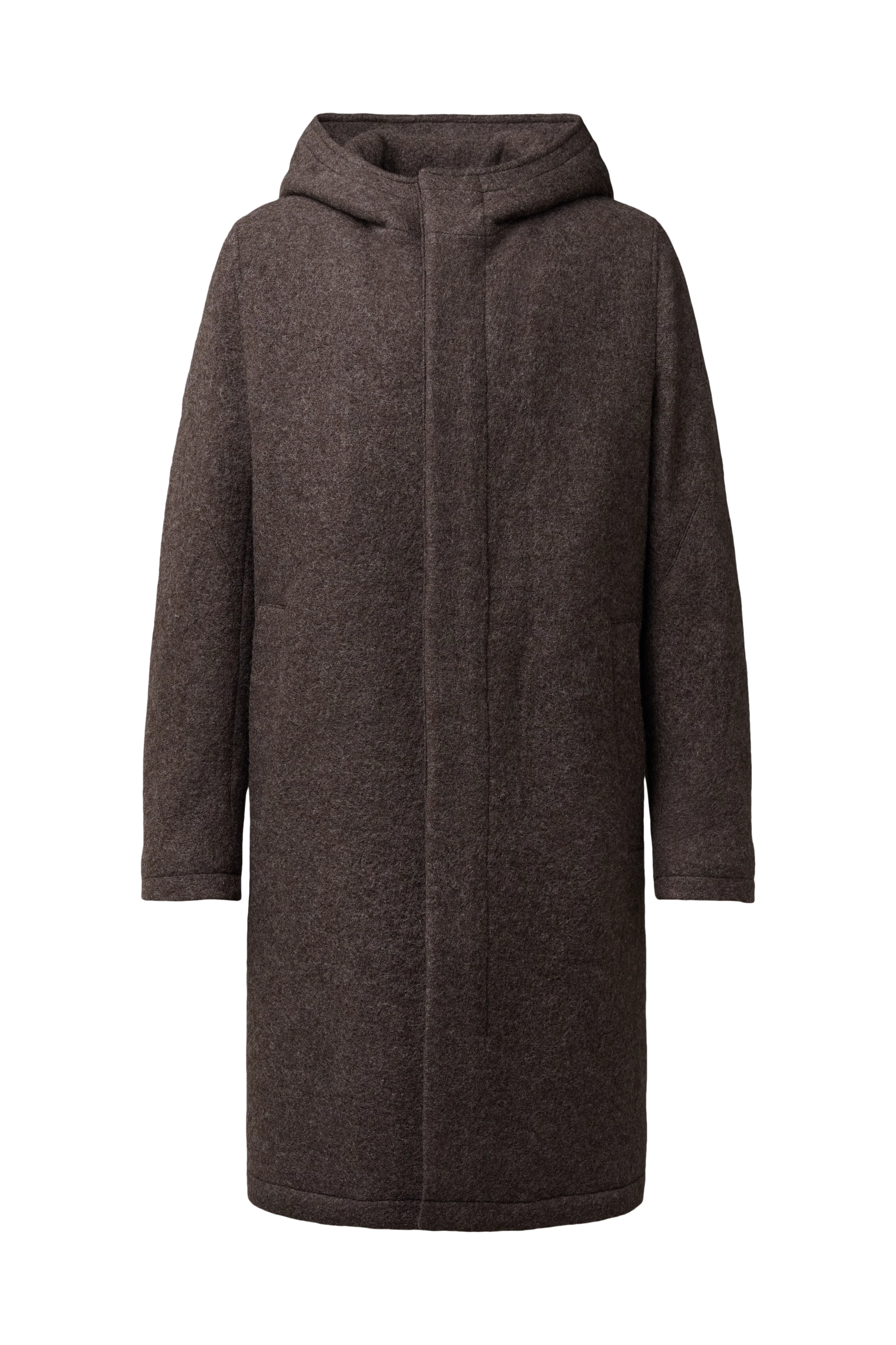 NAUKANO - Mantel mit Kapuze in Wolle - Herren - braun - Freisteller Frontansicht