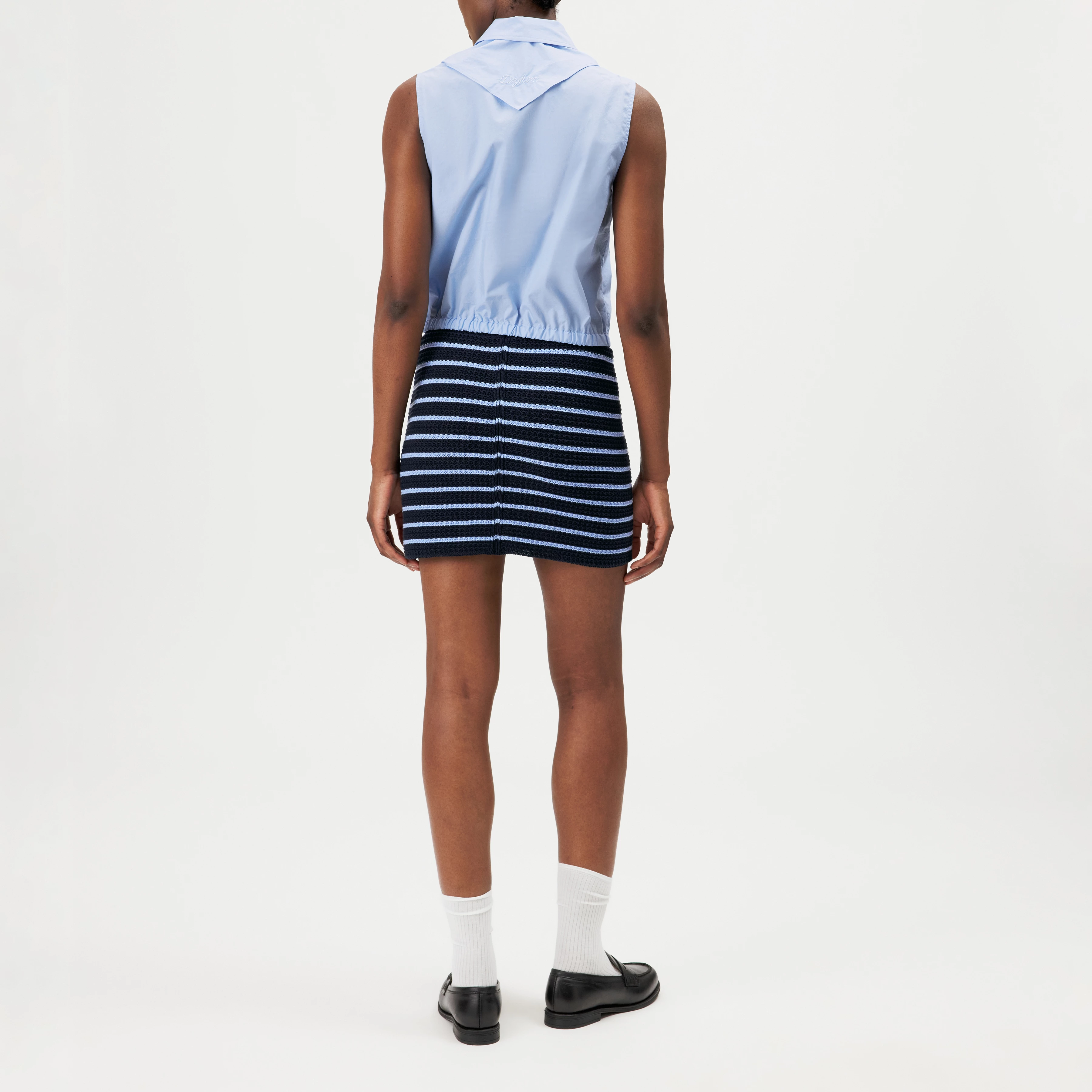 TIRIEL - Blouse sans manches coupe classique en coton pur - women - bleu - Rückansicht