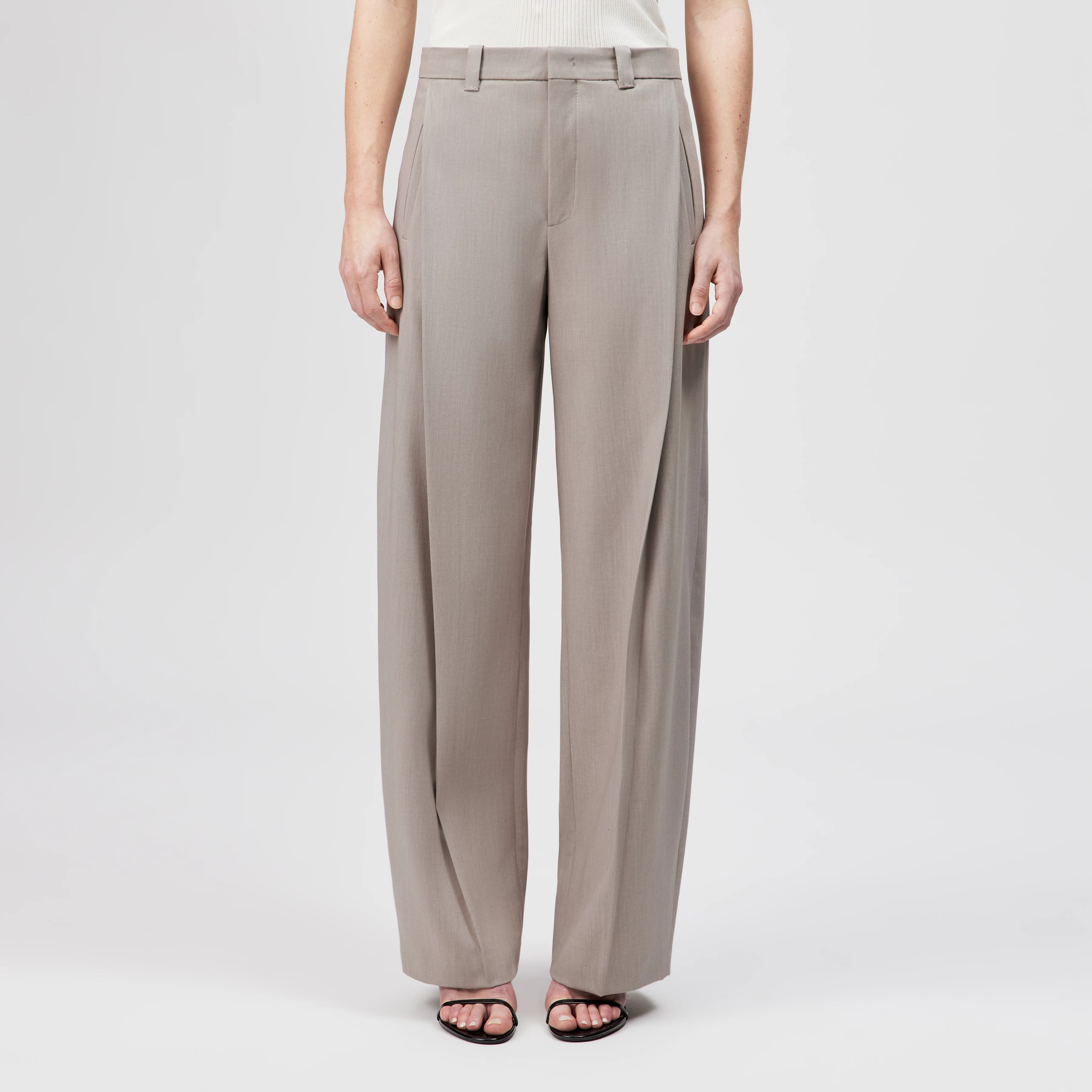 UNPACK - Hose in Viskose-Woll-Mix - Damen - beige - Frontansicht