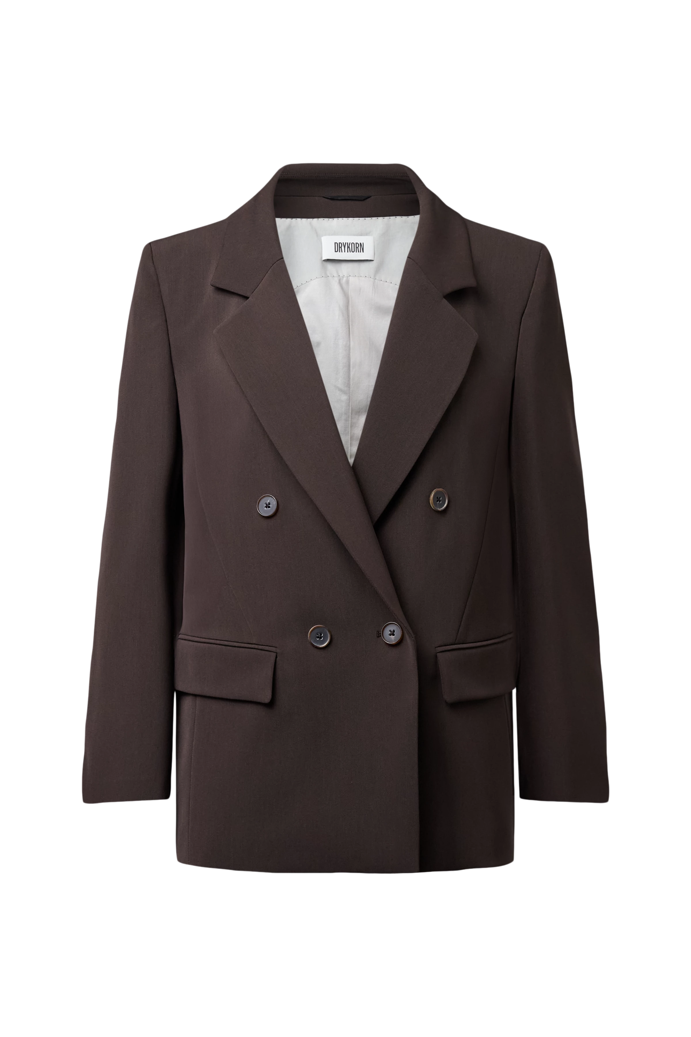 HADLOW - Double-breasted twill blazer with lapels - women - brown - Freisteller Frontansicht