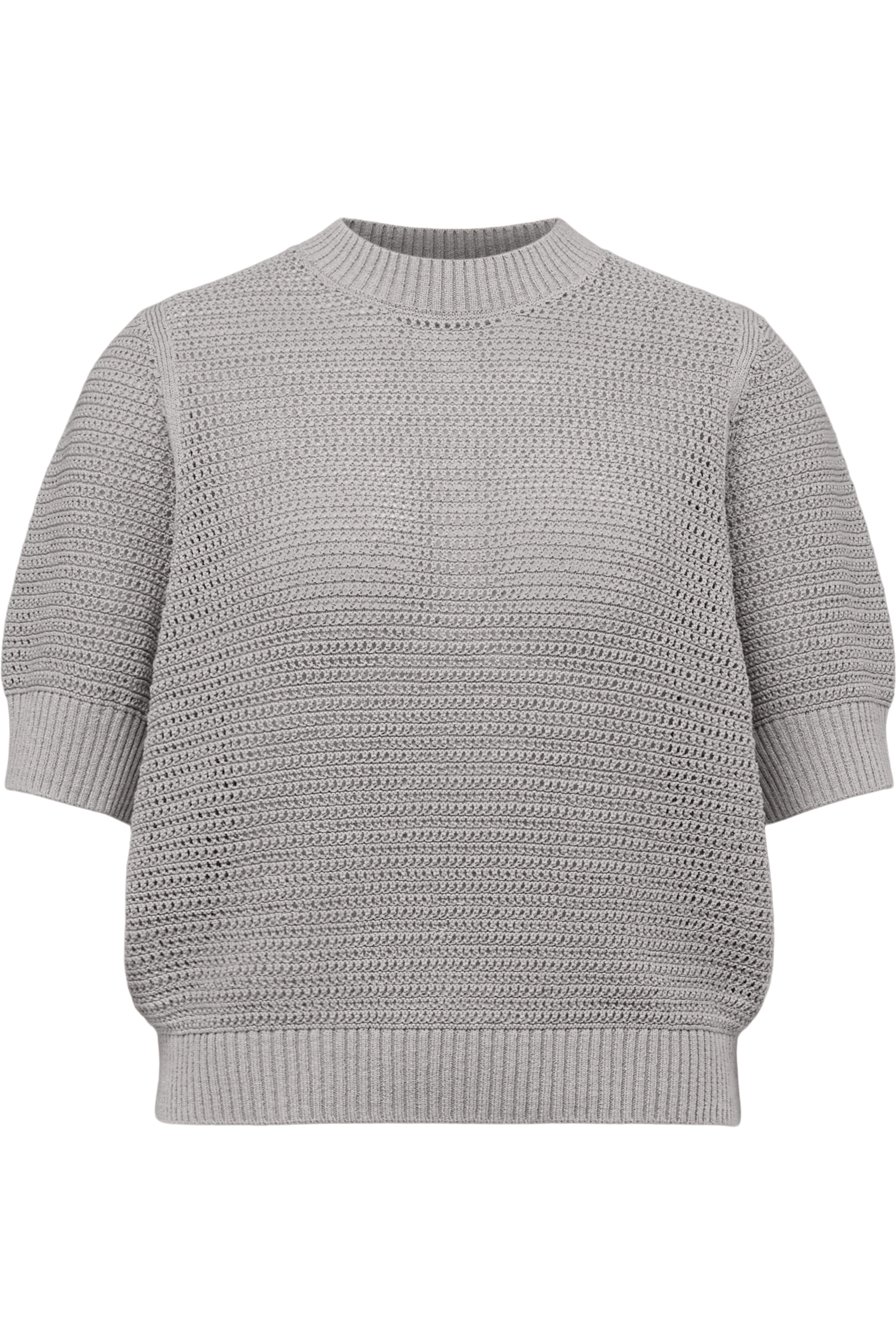 SANIDY - Chunky knit short sleeve in cotton blend - women - grey - Freisteller Frontansicht