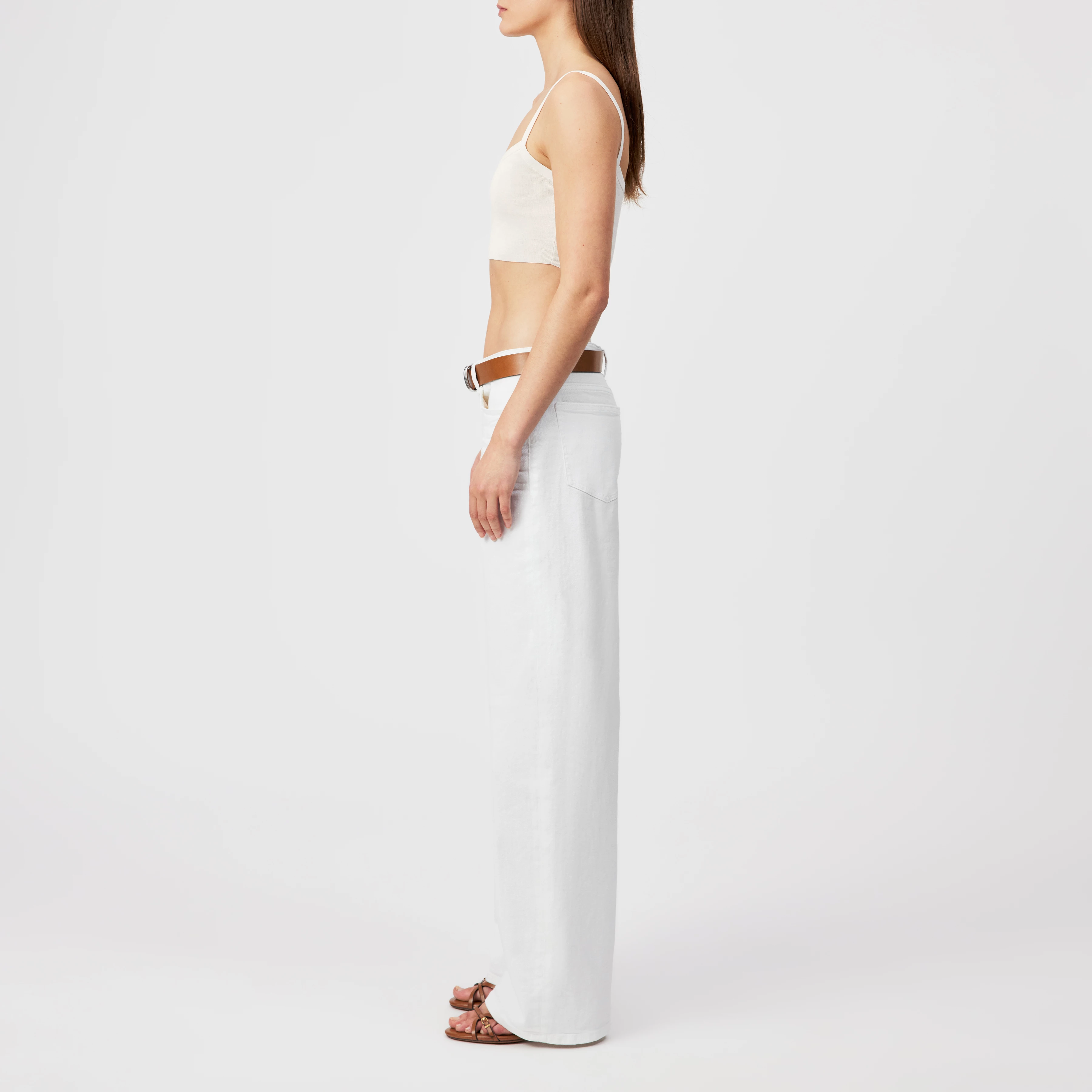 JOSEY - Cropped tank top in matte finish - women - off white - Seitenansicht