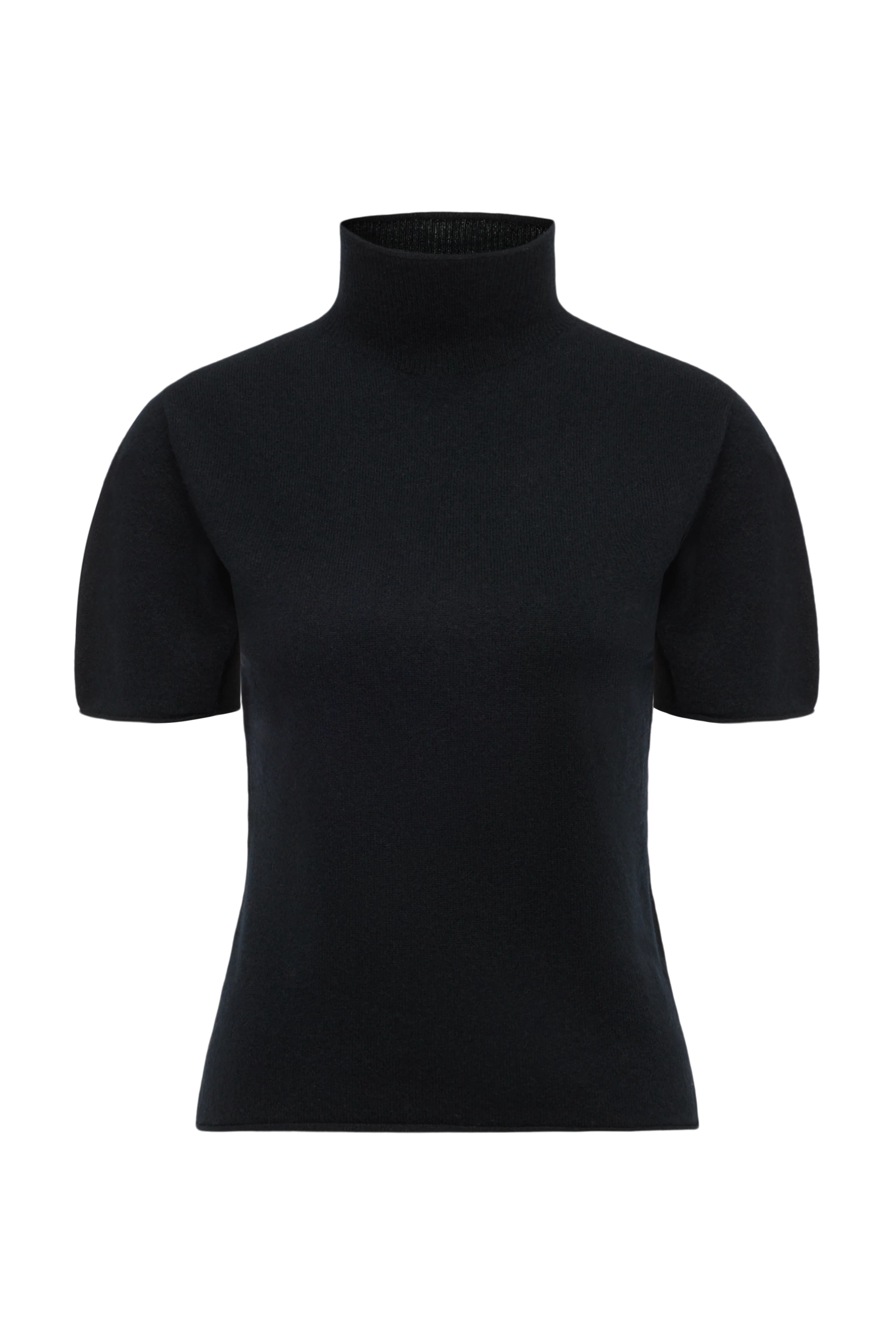 FINIA_2 - Gestricktes T-Shirt in 100% Kaschmir - Damen - schwarz - Freisteller Frontansicht