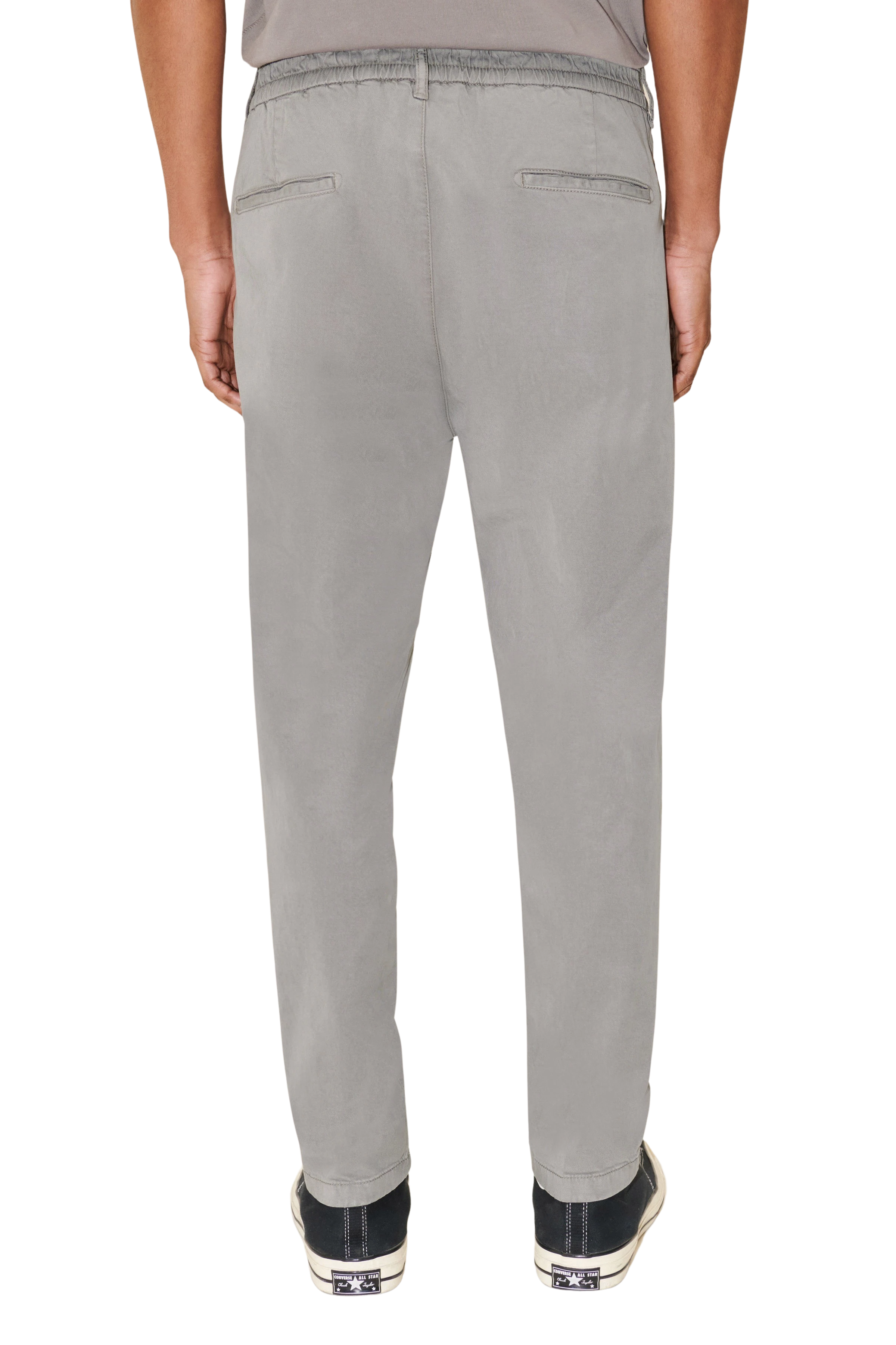 CHASY - Casual broek met plooien in katoenen keperstof - heren - grijs - Rückansicht