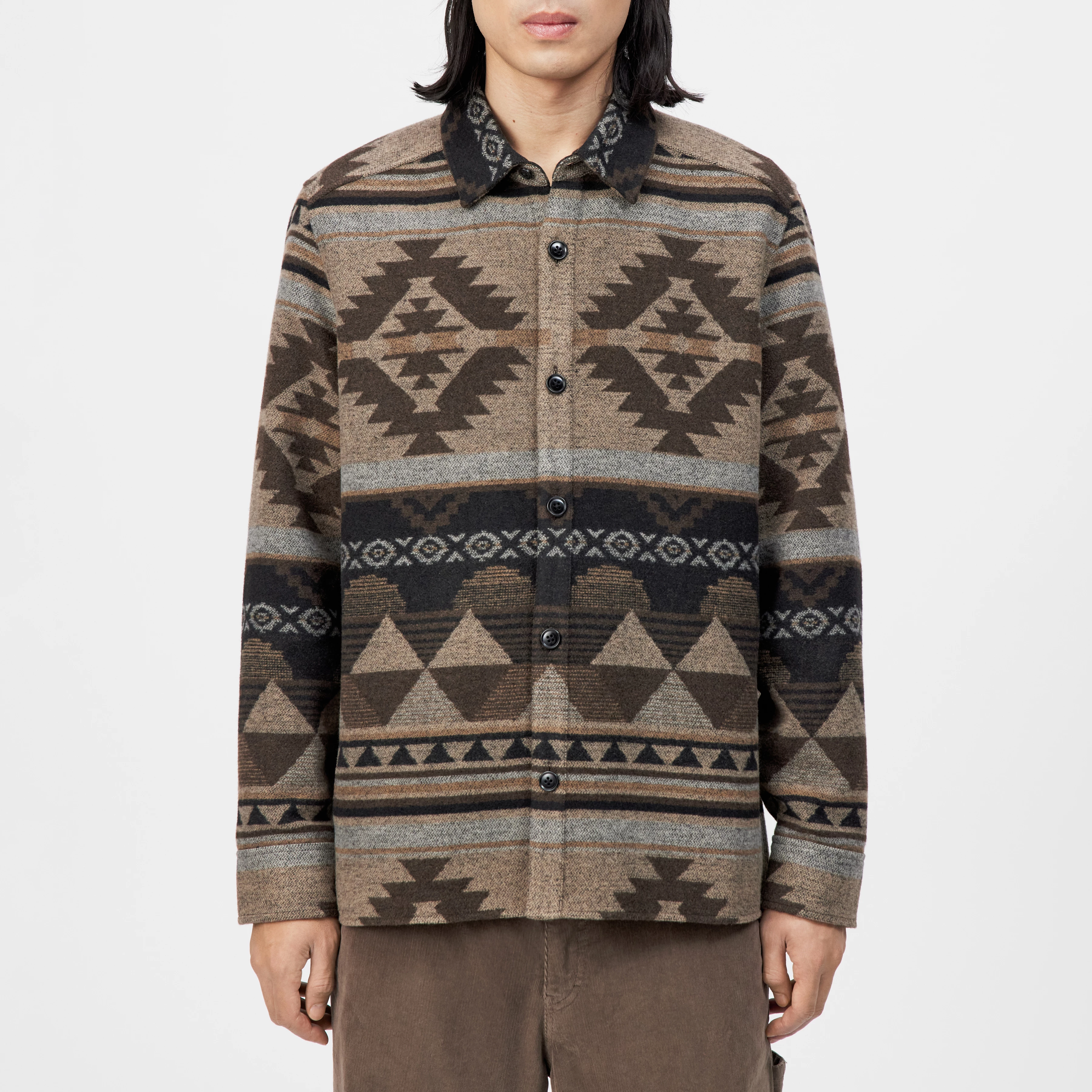 DIEGGO_1 - Overshirt in Woll-Mix Jacquard - Herren - braun - Frontansicht