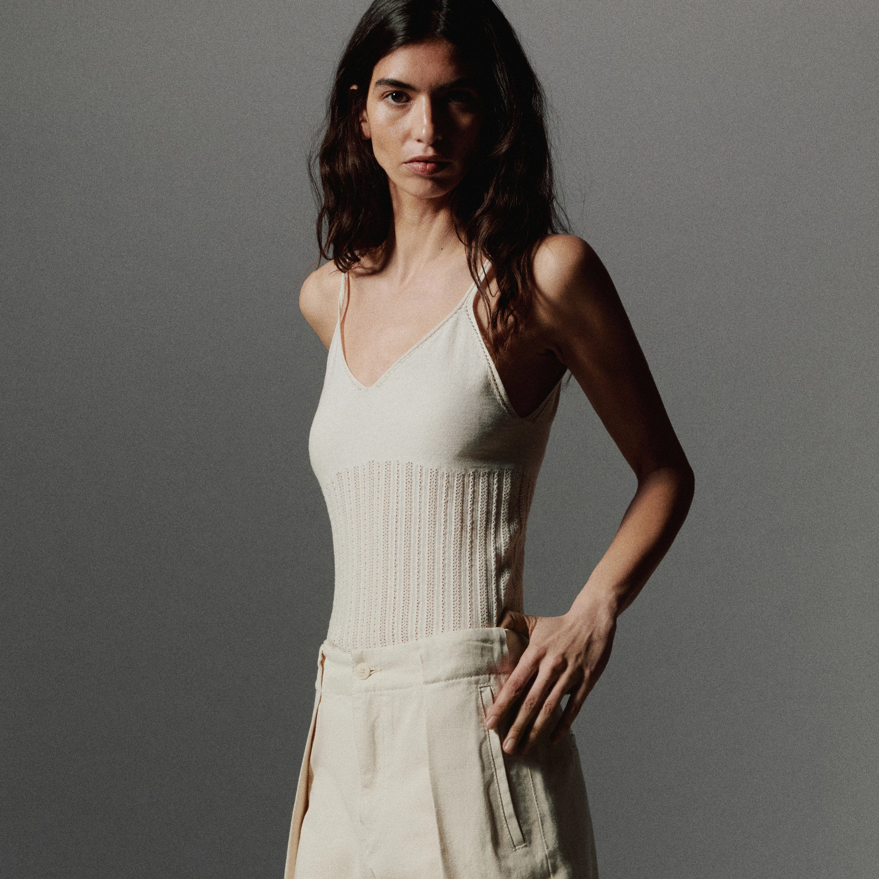 FRANCYANE_2 - Knit top in pure cotton - women - off white