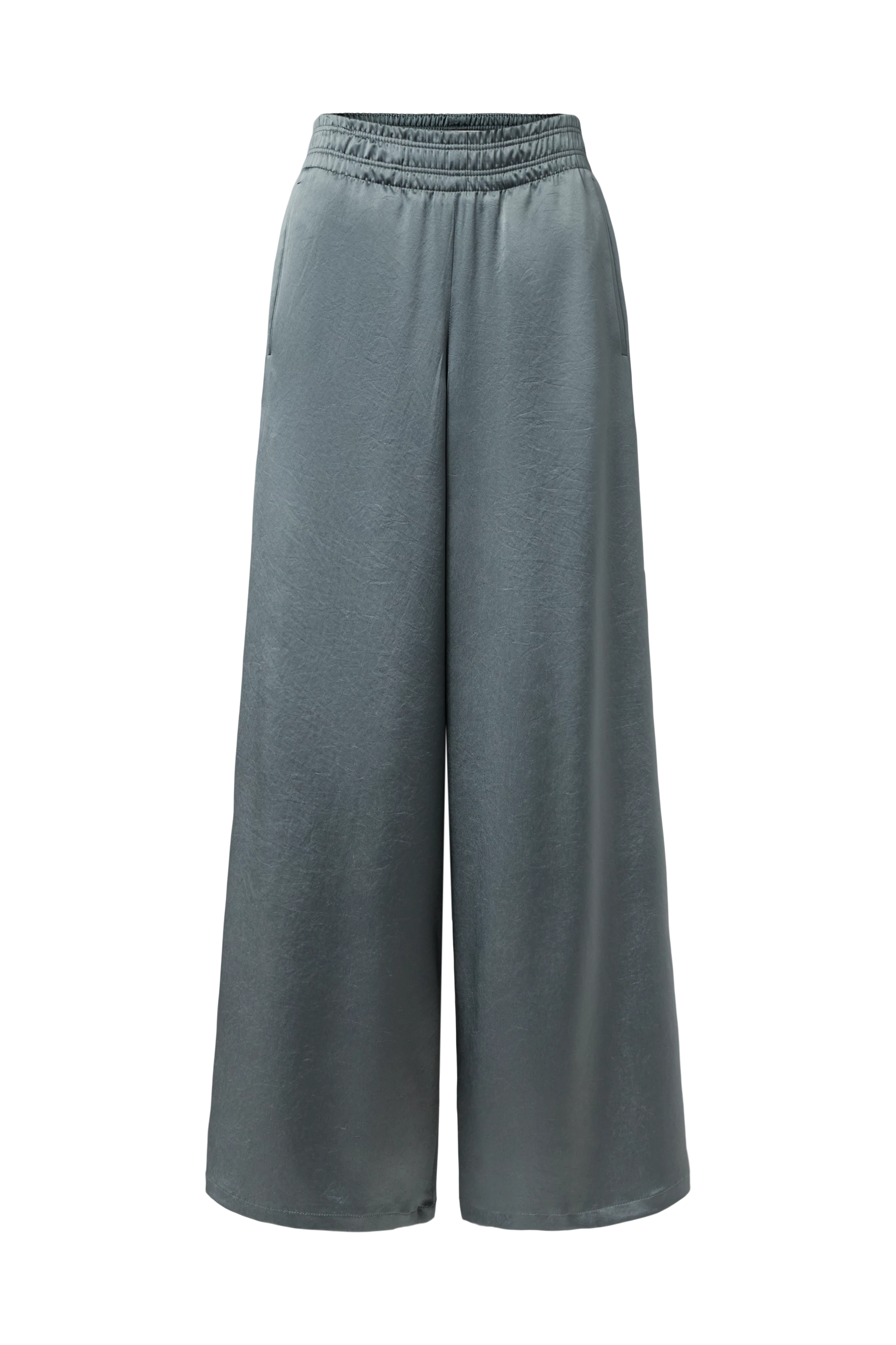CEILING - Pantalon large en satin fluide - women - vert - Freisteller Frontansicht