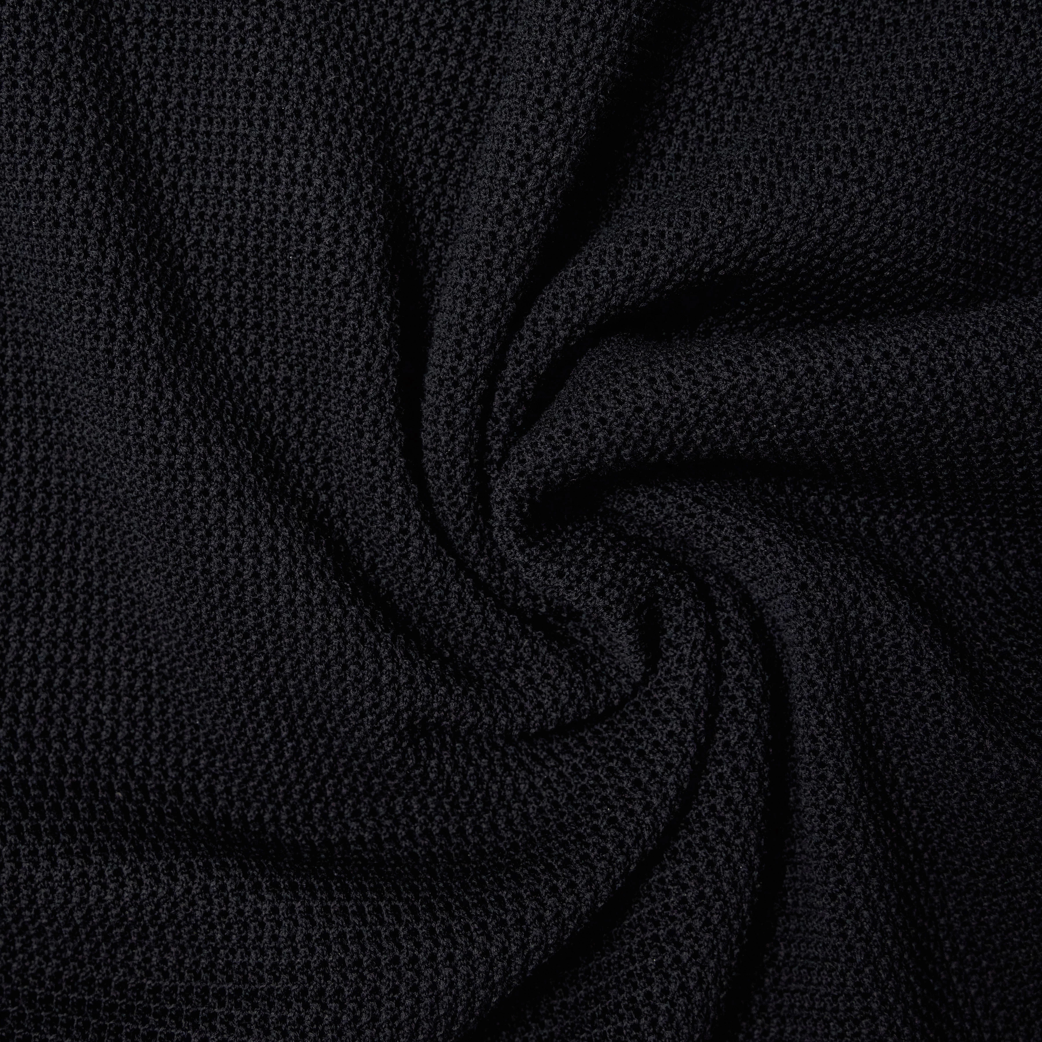 FLAVIRO - Relaxed fit fine knit short sleeve shirt - men - black - Materialbild (B2C)
