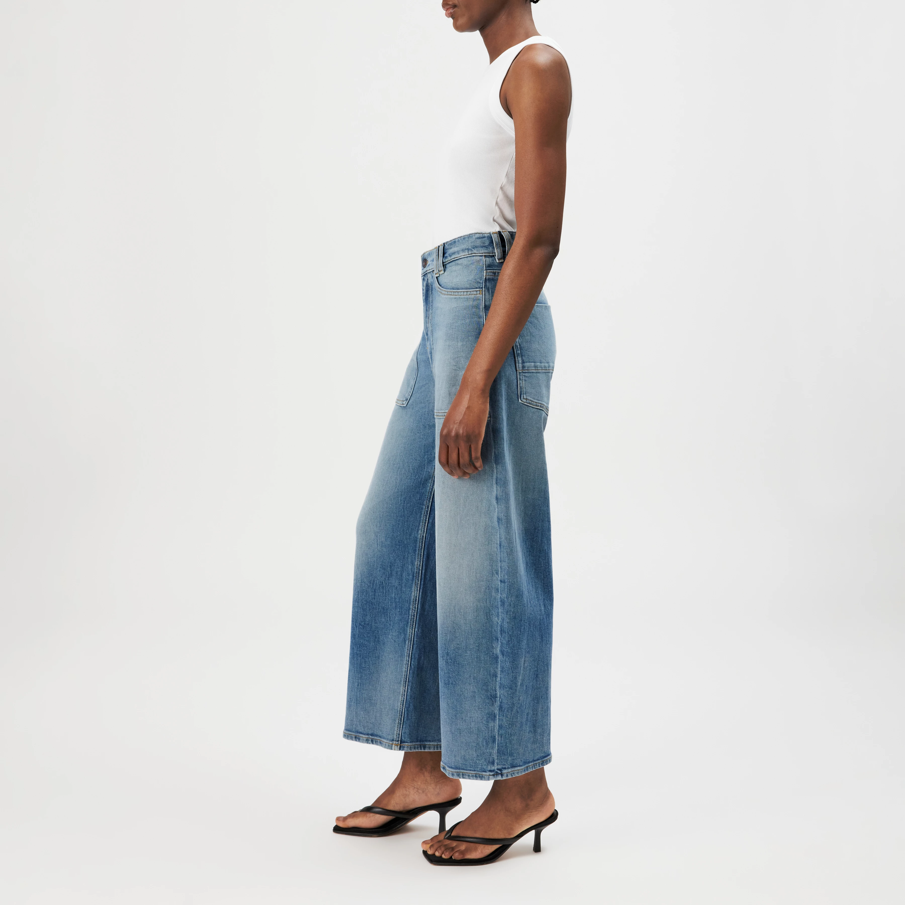 DERIVE - Mid-rise cropped jeans - women - blue - Seitenansicht