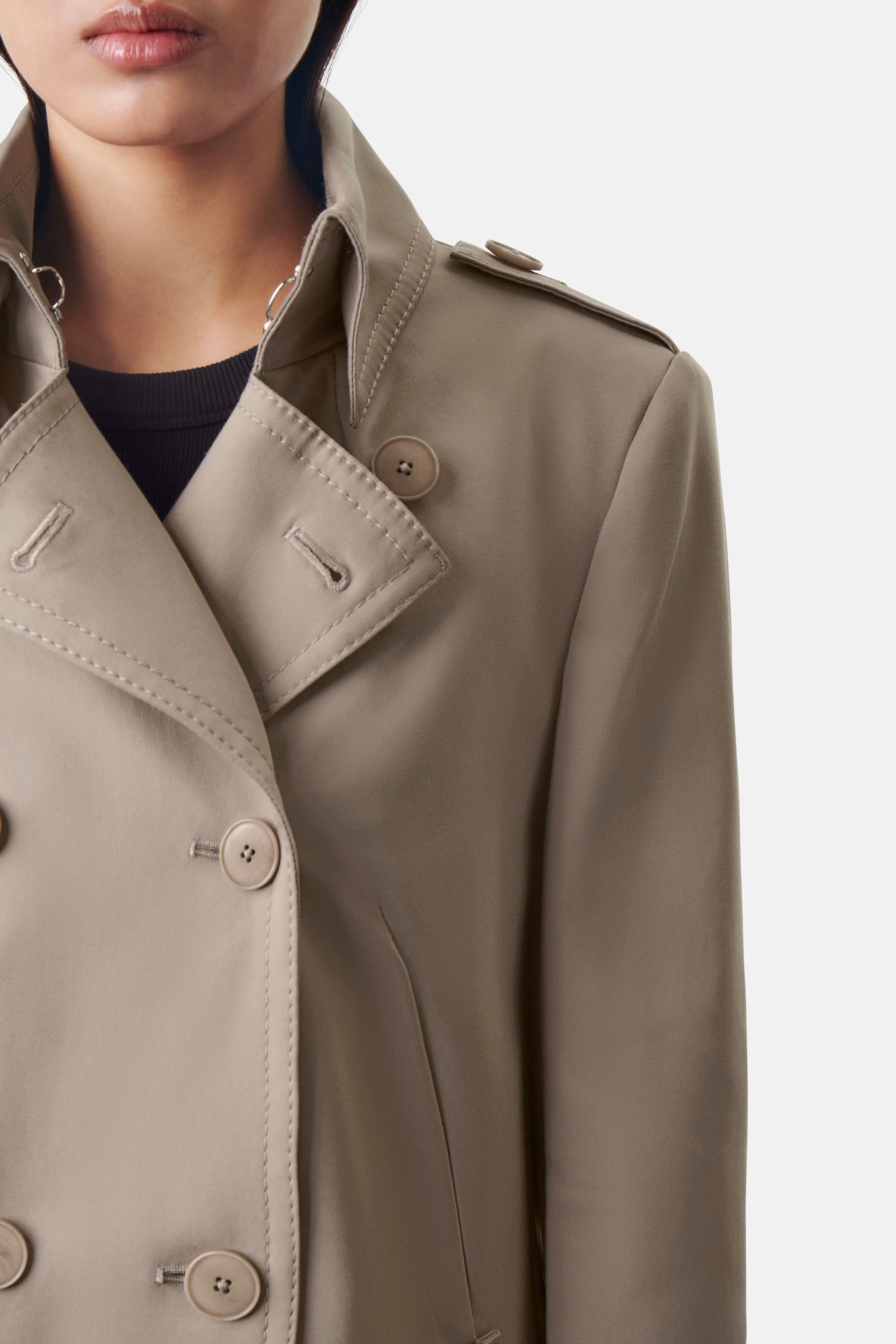 HARLESTON - Uniformmantel in Technostretch-Satin - Damen - beige - Seitenansicht