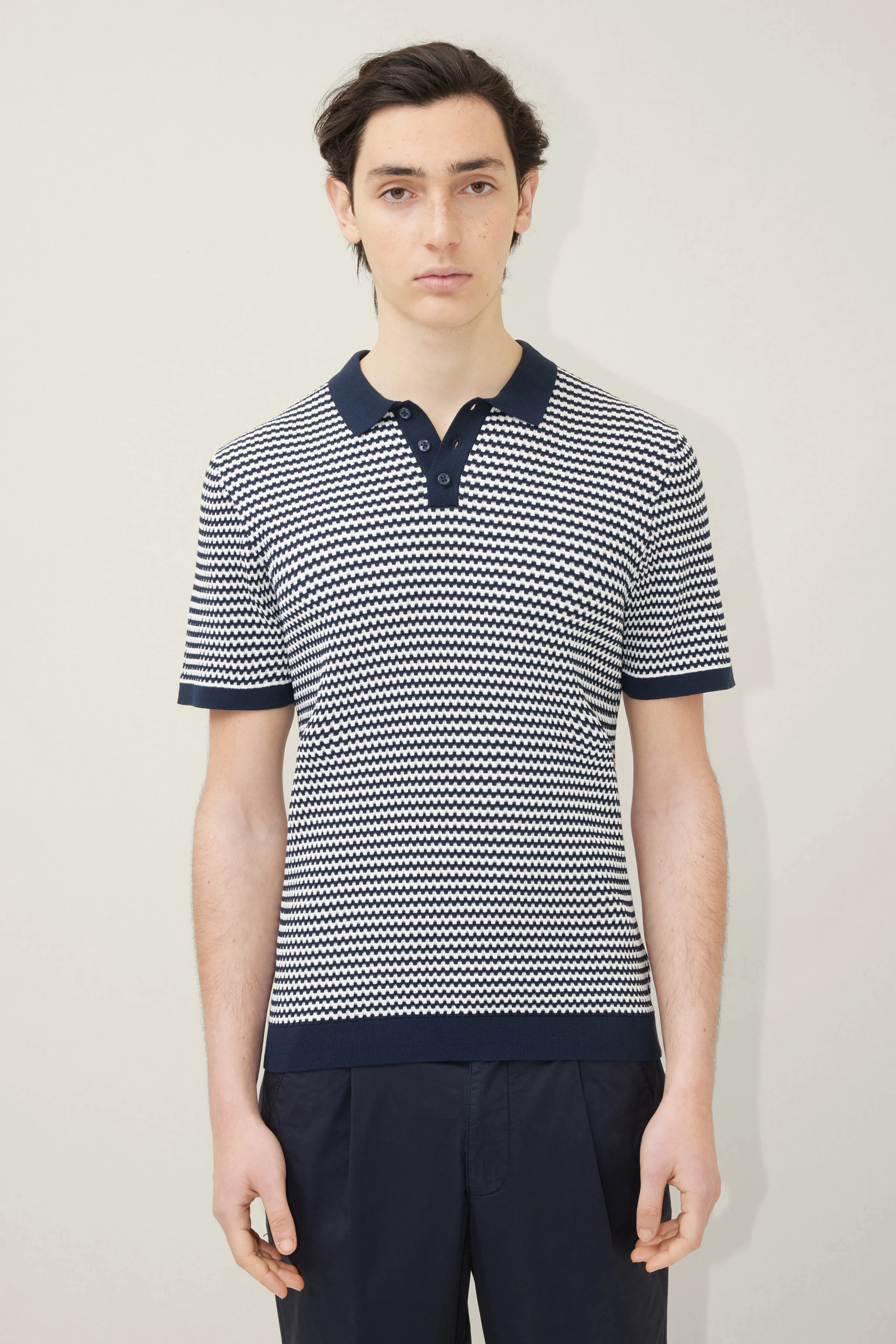 TRITON - Jacquard polo - men - blue - Frontansicht