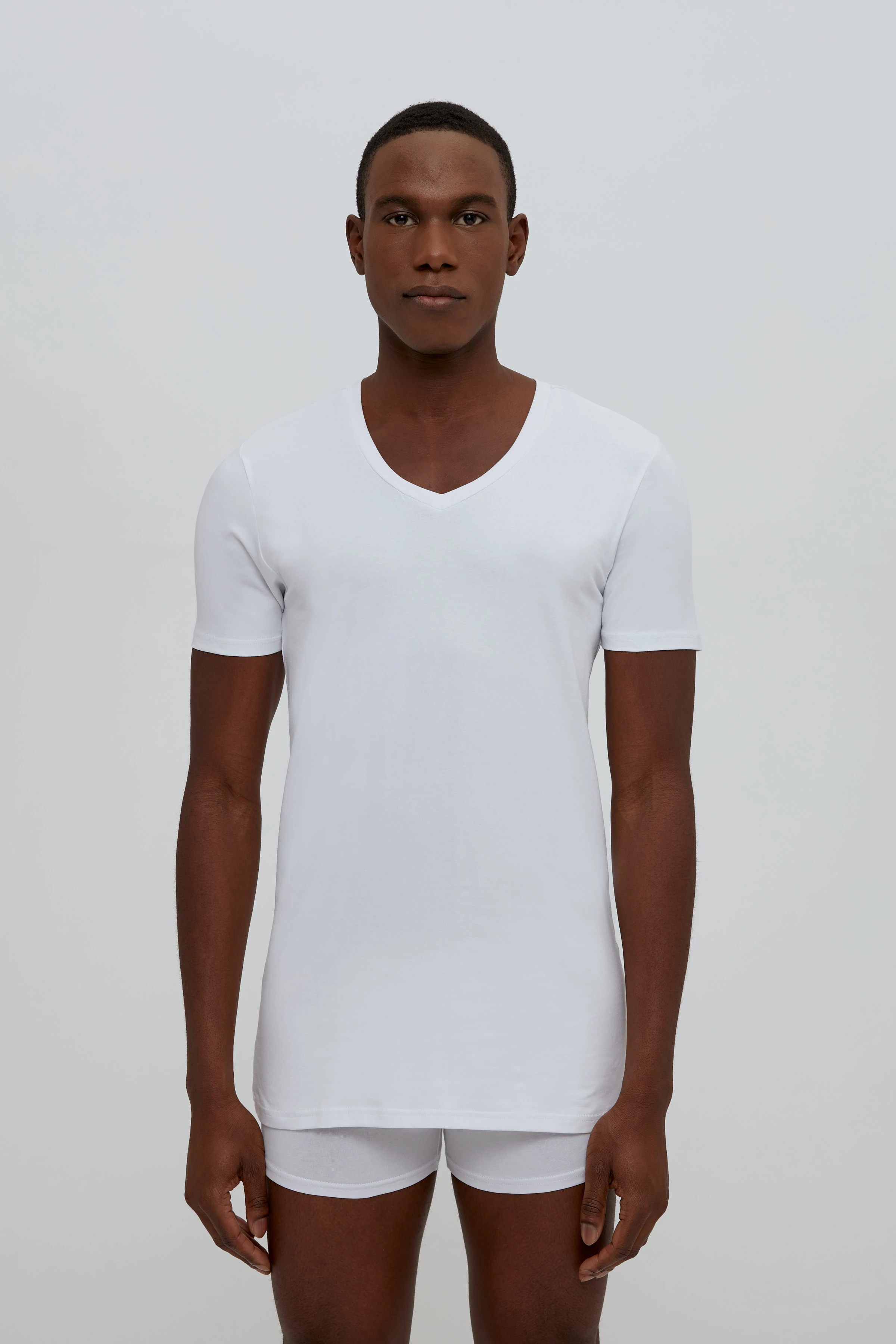 CARIS_2 - 2er-Pack Basic T-Shirt - Herren - weiß - Frontansicht