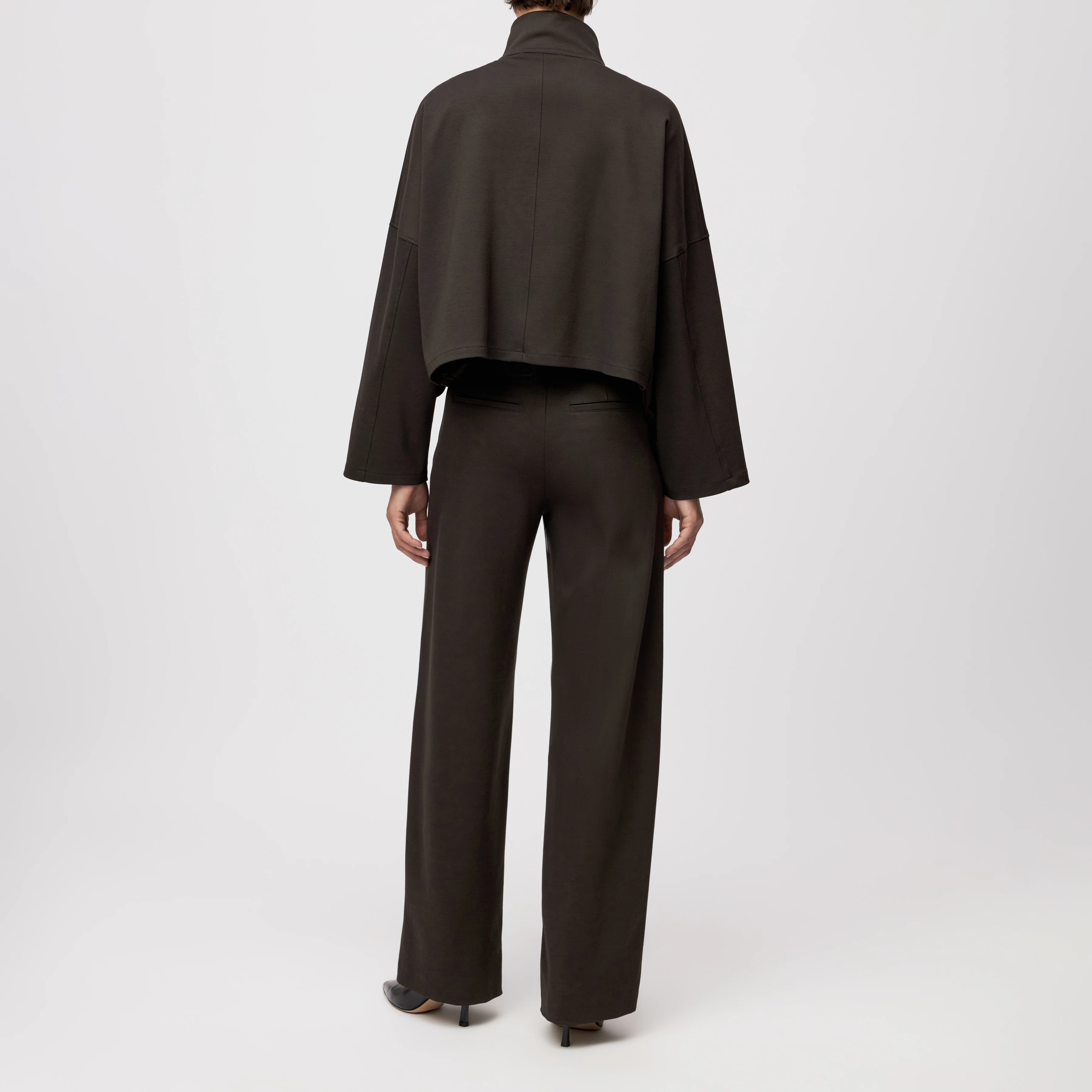 ELSTOW_1 - Oversized Jacke in Viskose-Mix - Damen - braun - Rückansicht