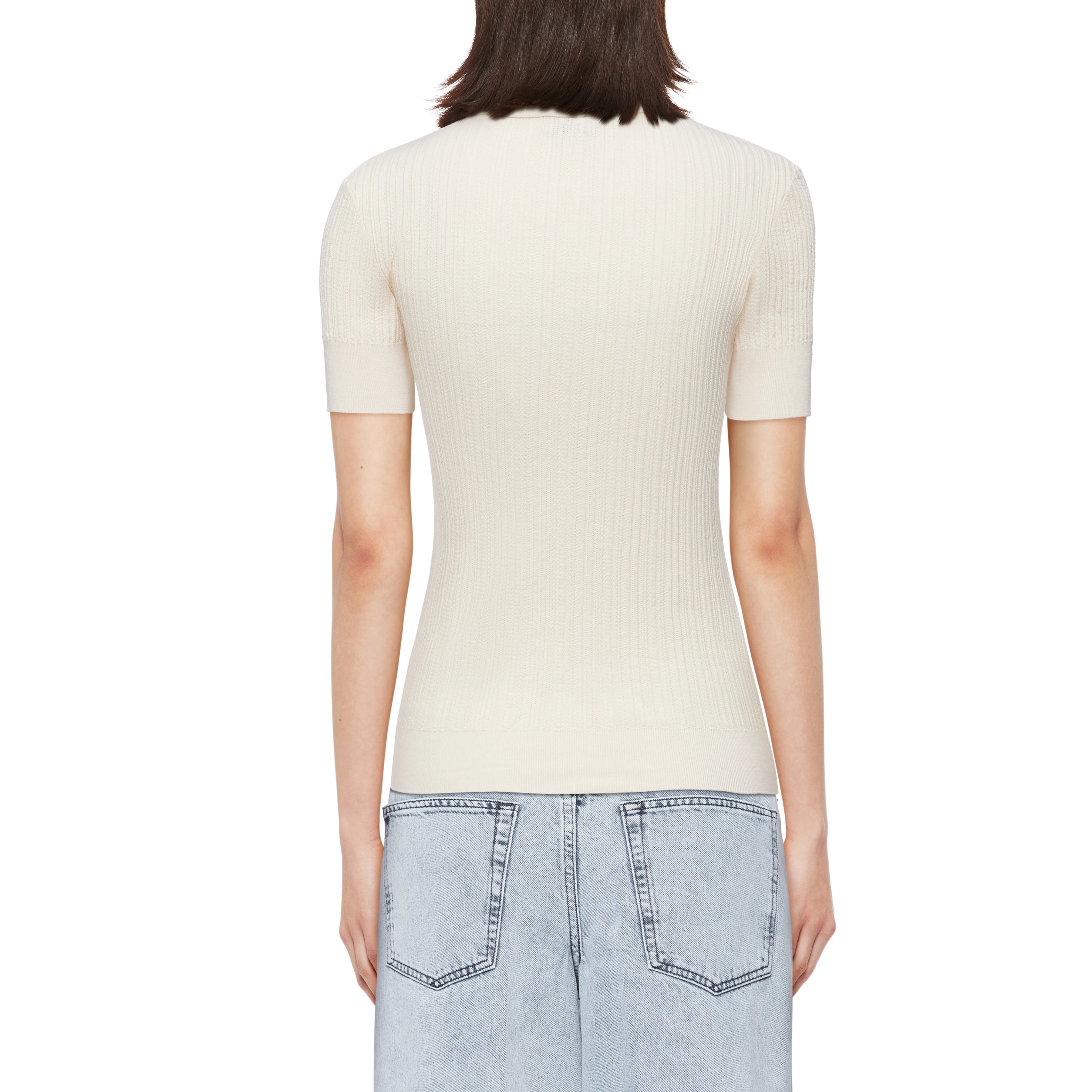 KOALY - Slim T-shirt in pure cotton - women - beige - Rückansicht