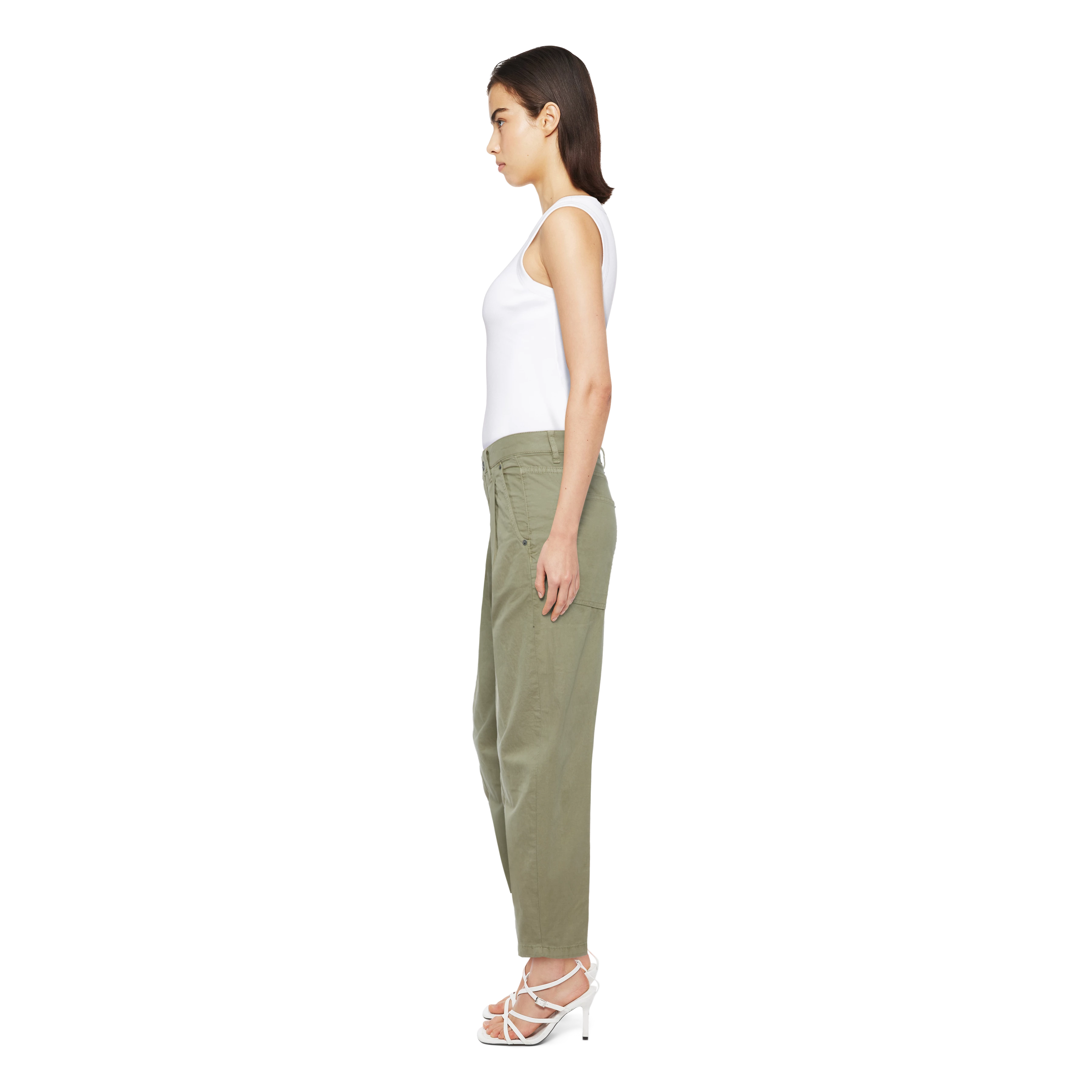 QUALIFY - Cargohose mit Bundfalte in Garment Dye - Damen - grün - Seitenansicht