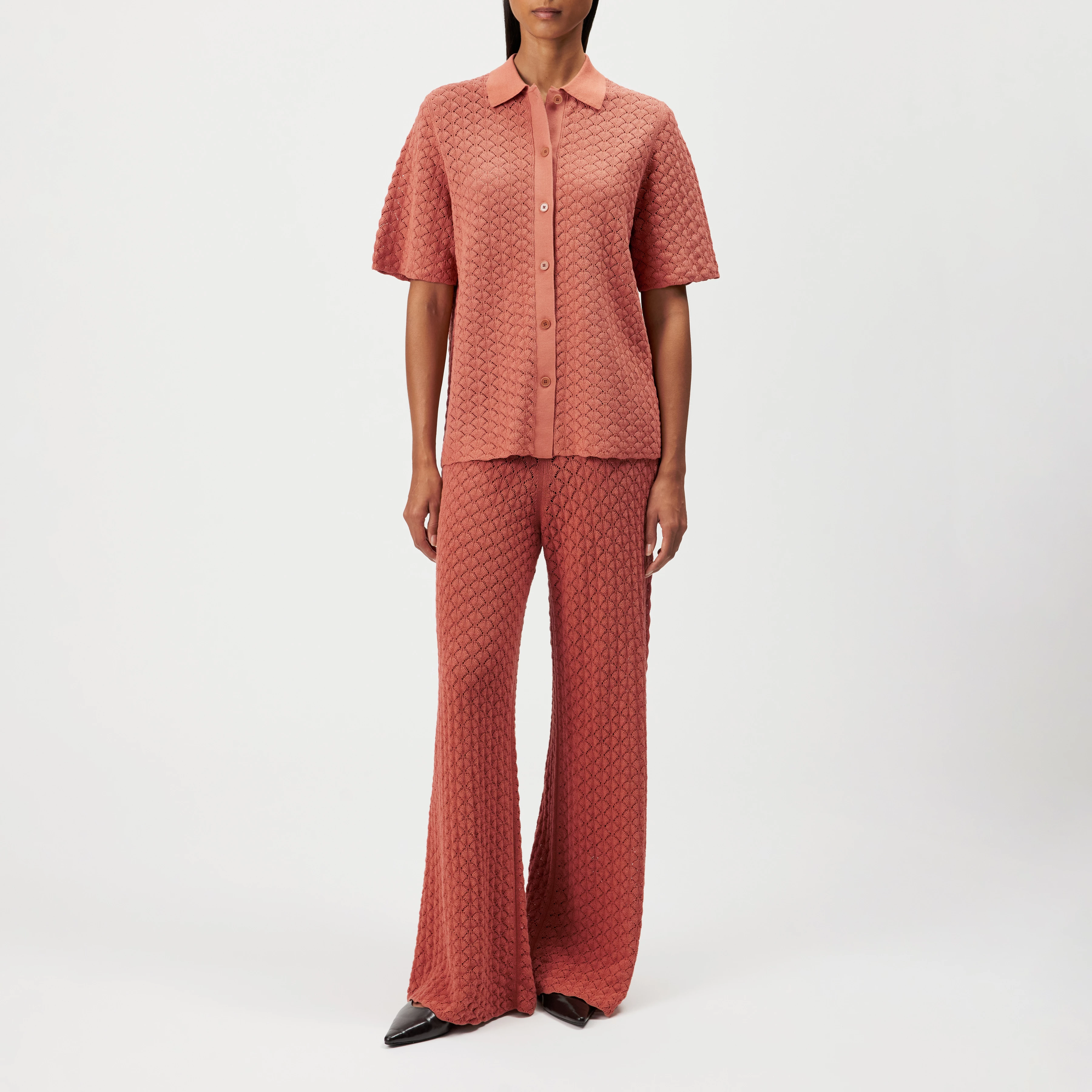LOYSIELLA - Chemise en maille 100 % coton - women - orange - Ganzkörper-Frontansicht