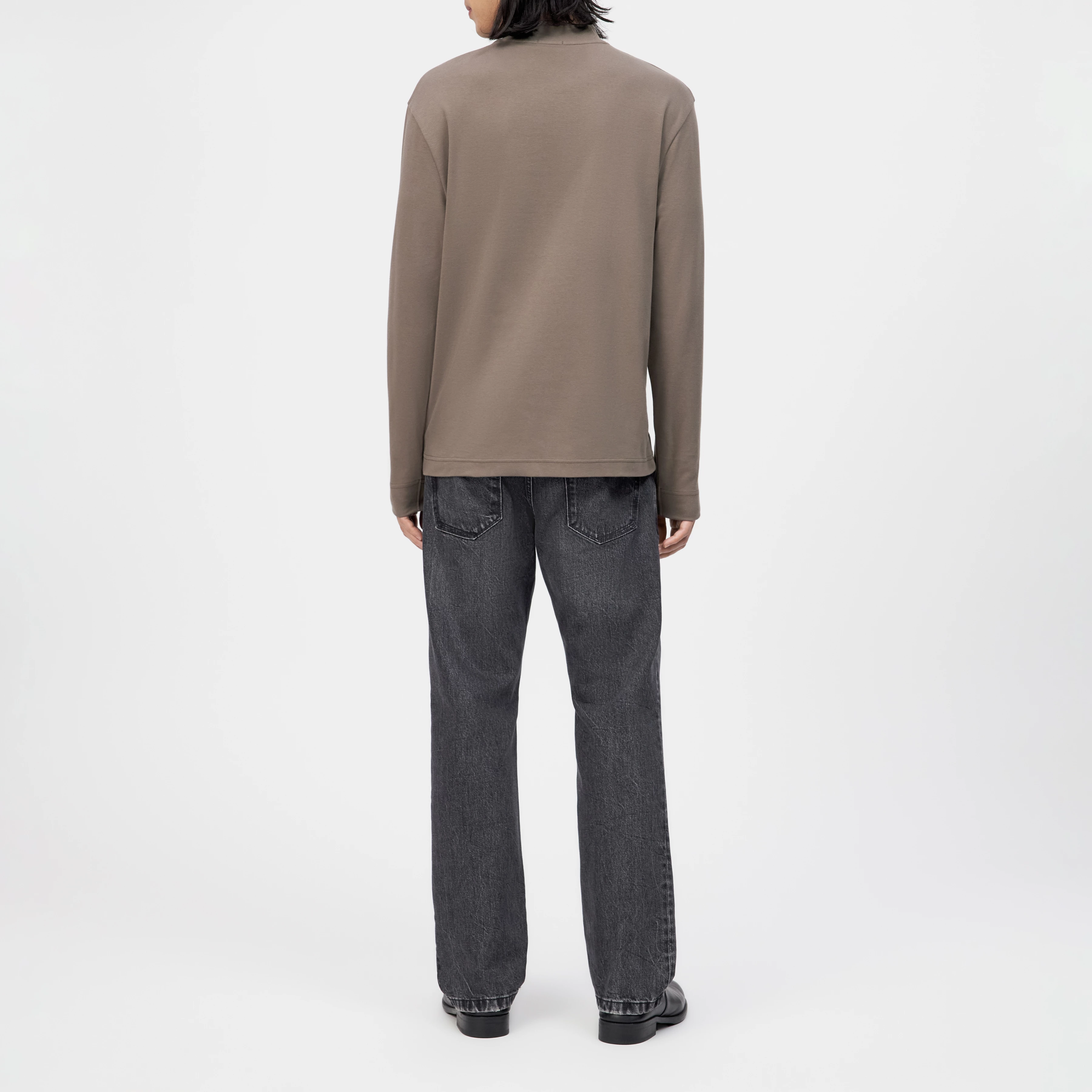 MORITZO - Longsleeve met opstaande kraag van elastisch katoen - heren - bruin - Rückansicht