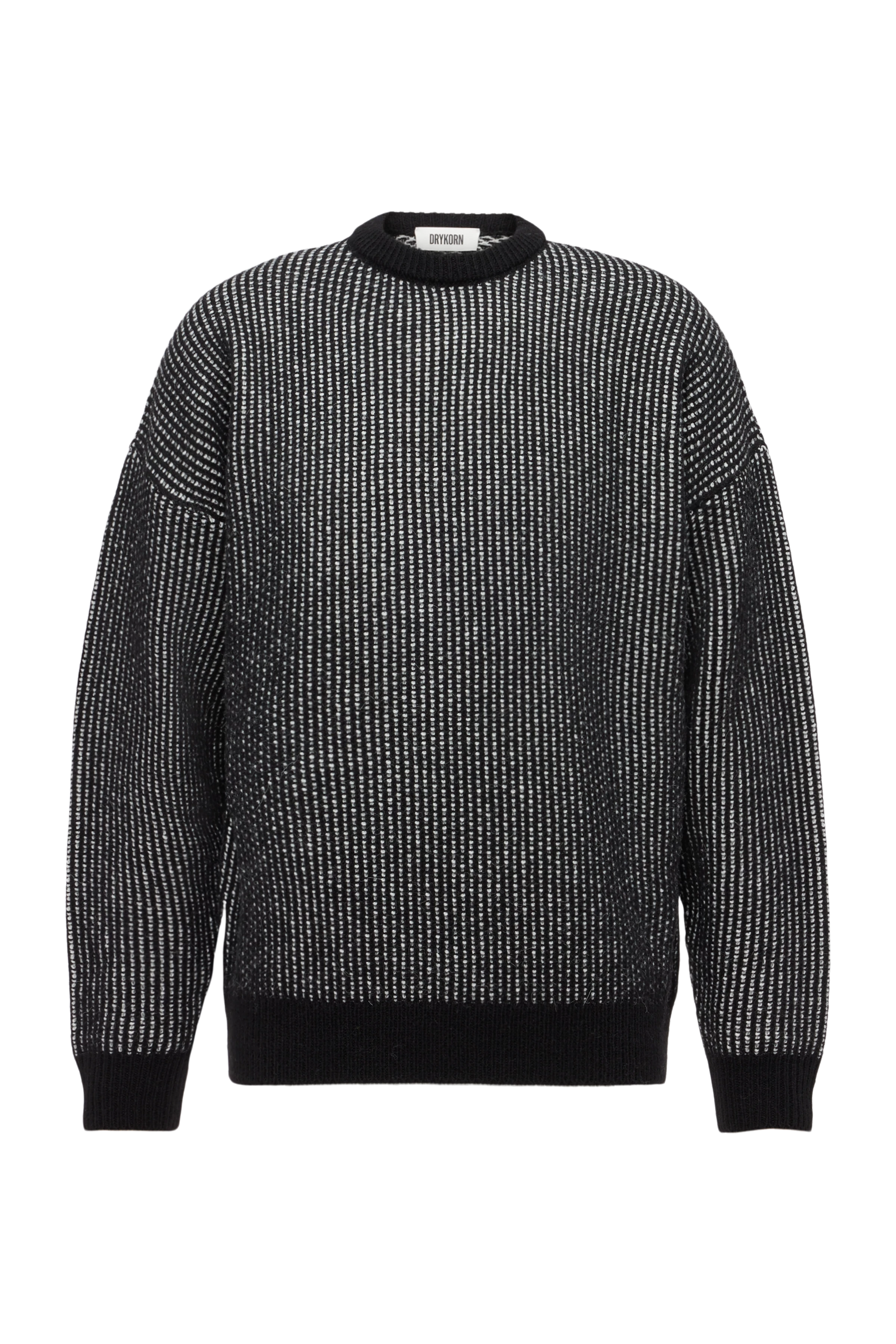 NEELIO - Pullover in zweifarbigen Woll-Alpakamix - Herren - schwarz - Freisteller Frontansicht