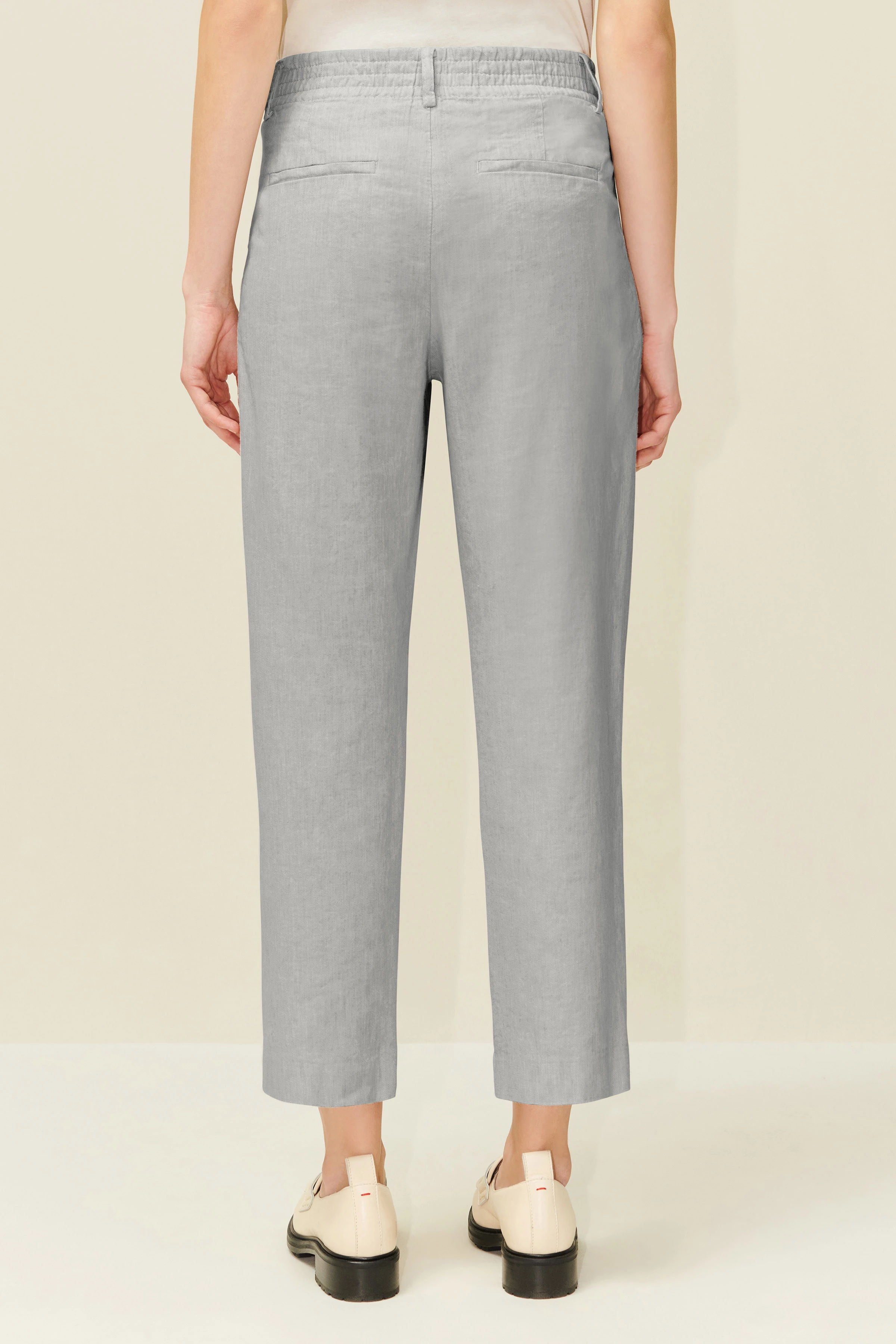 DISPATCH_0 - Bundfaltenhose aus Baumwoll-Leinen-Mix - Damen - grau - Rückansicht