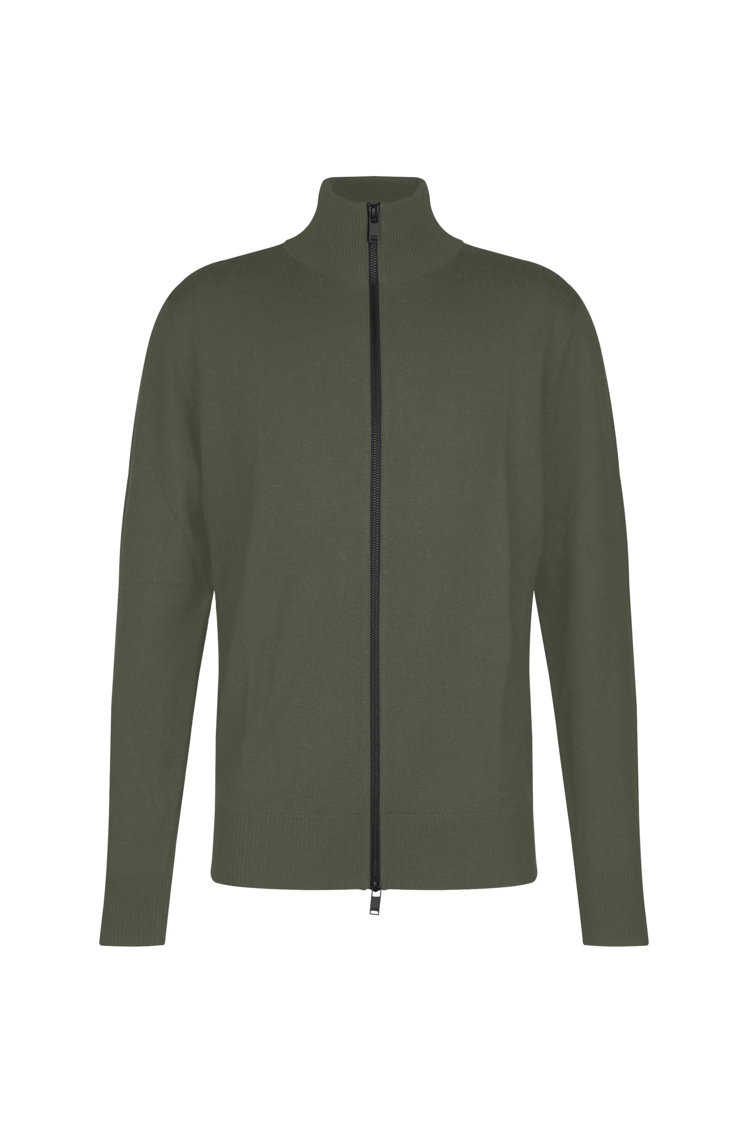 ANTONIO - Zip-up jacket in merino wool - men - green - Freisteller Frontansicht