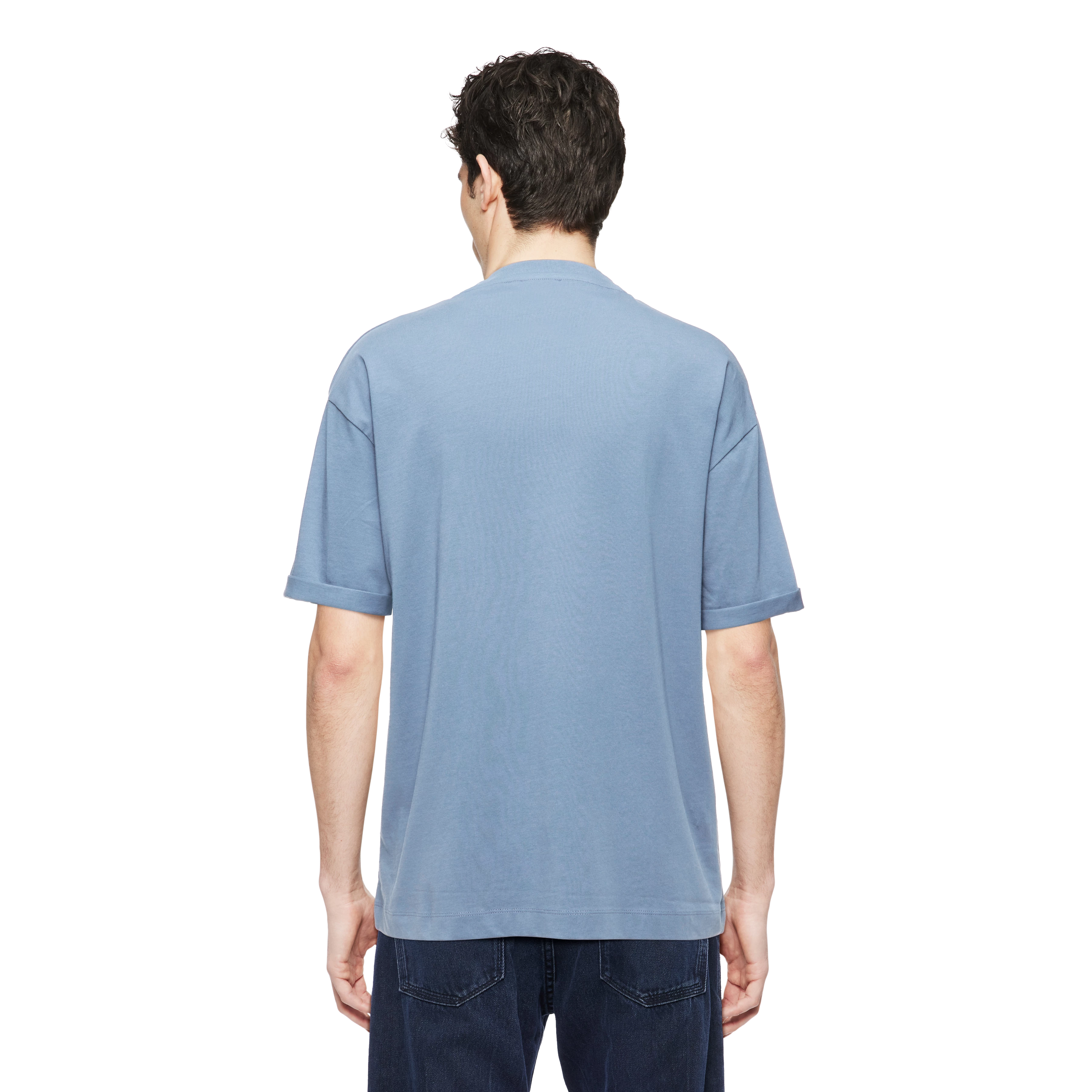 THILO - Relaxed fit T-Shirt in reiner Baumwolle - Herren - blau - Rückansicht