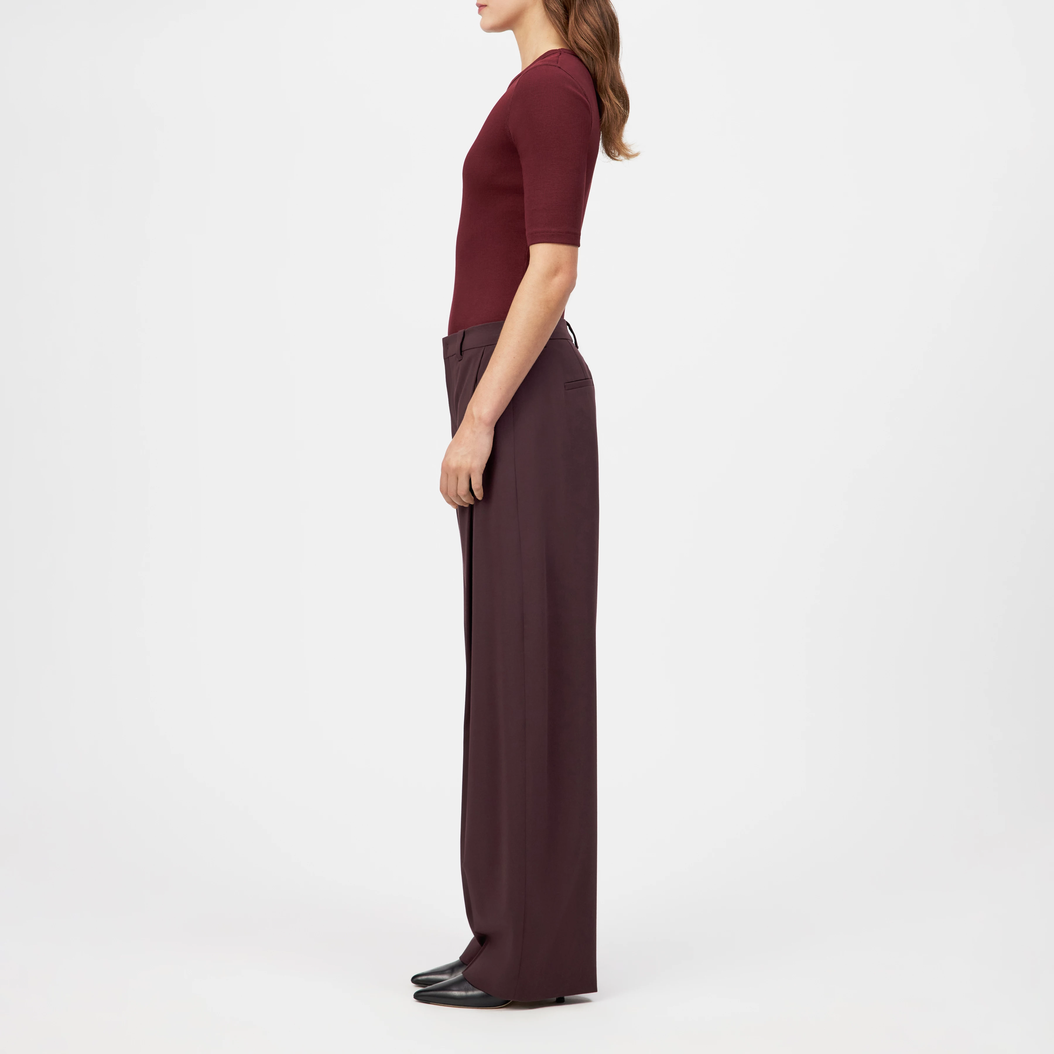 UNPACK - Hose in Viskose-Woll-Mix - Damen - rot - Seitenansicht