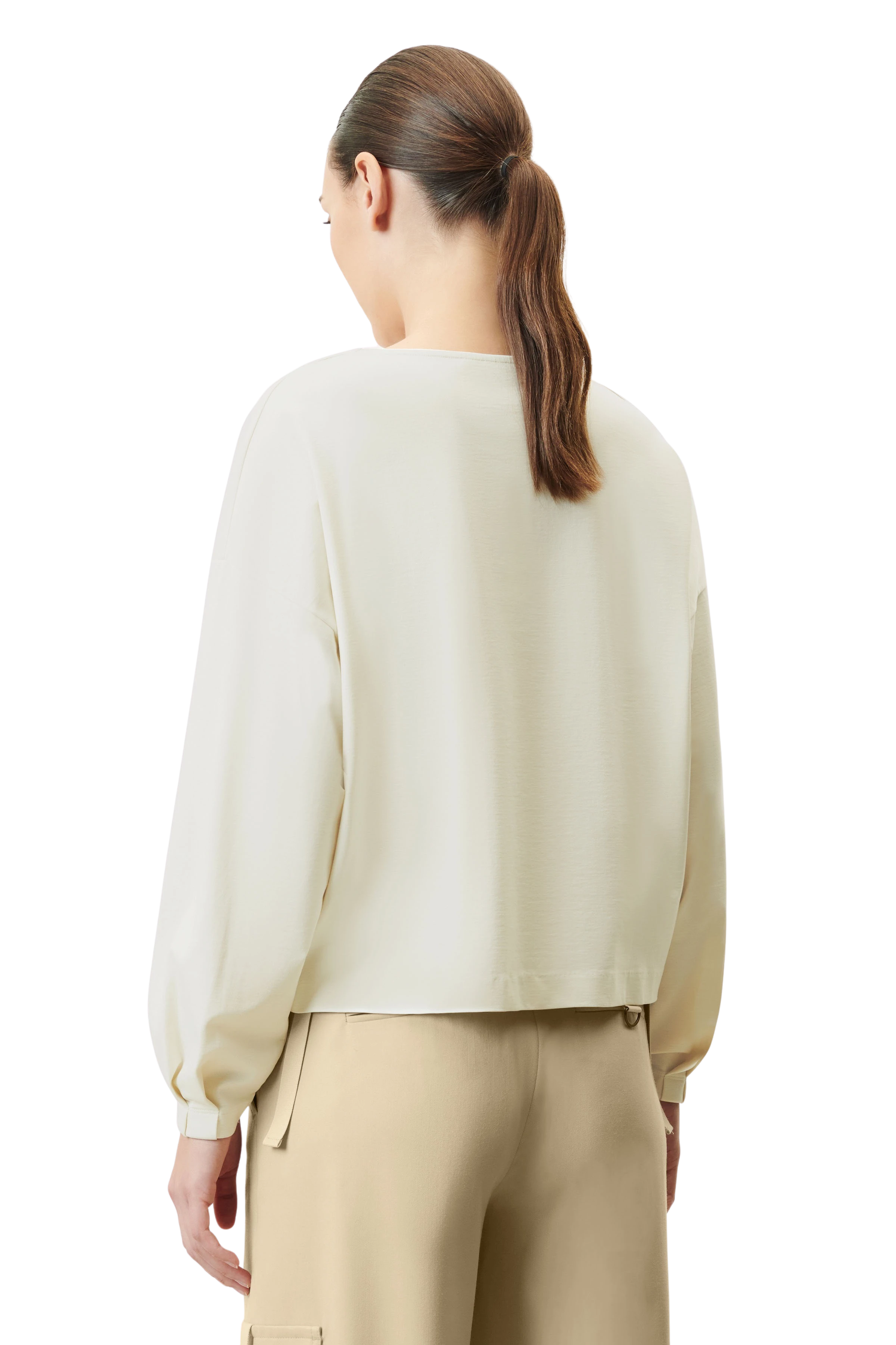 GADESSY - Long sleeve with scoop neckline in clean jersey - women - beige - Rückansicht