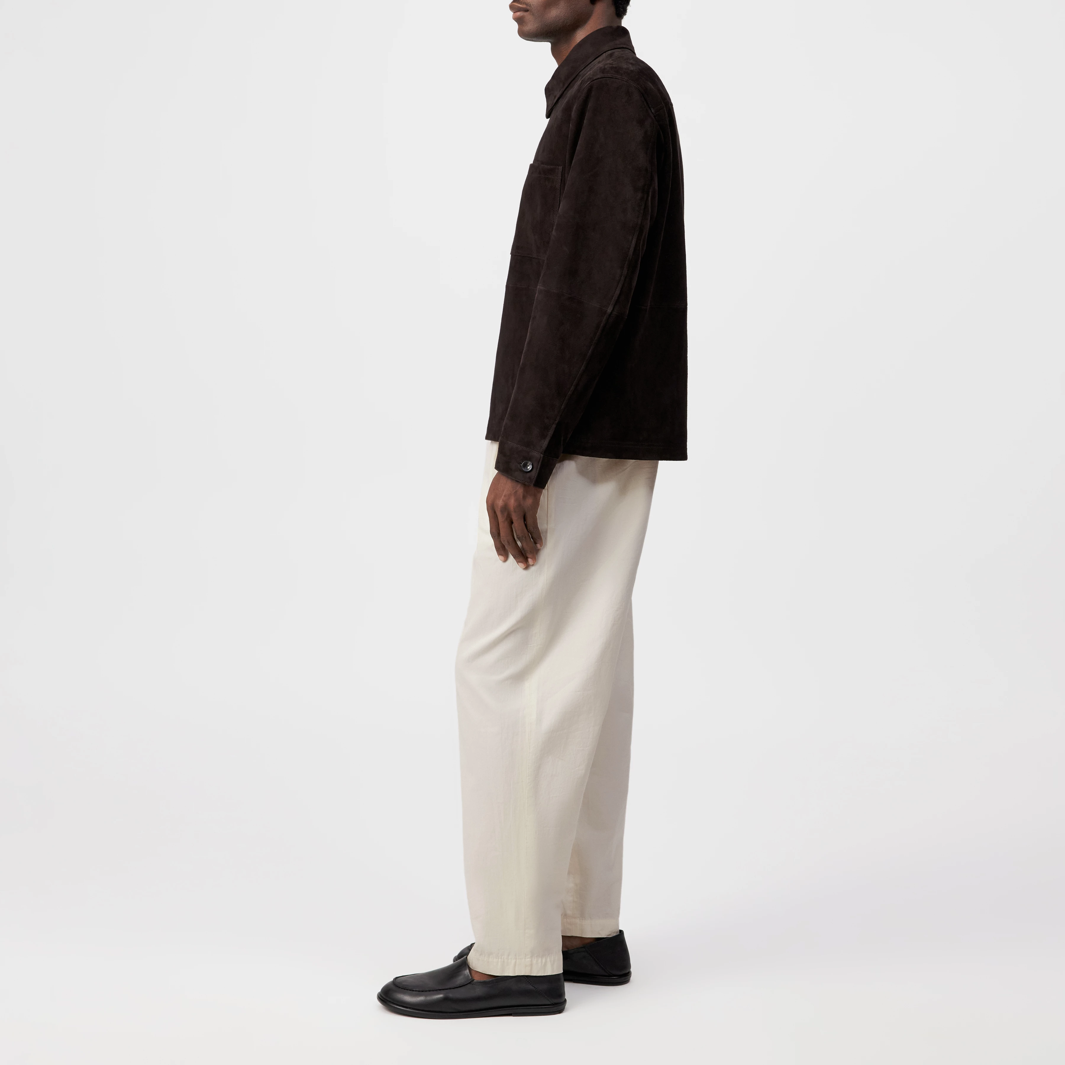 JERSON - Jacket with turn-down collar in suede leather - men - brown - Seitenansicht