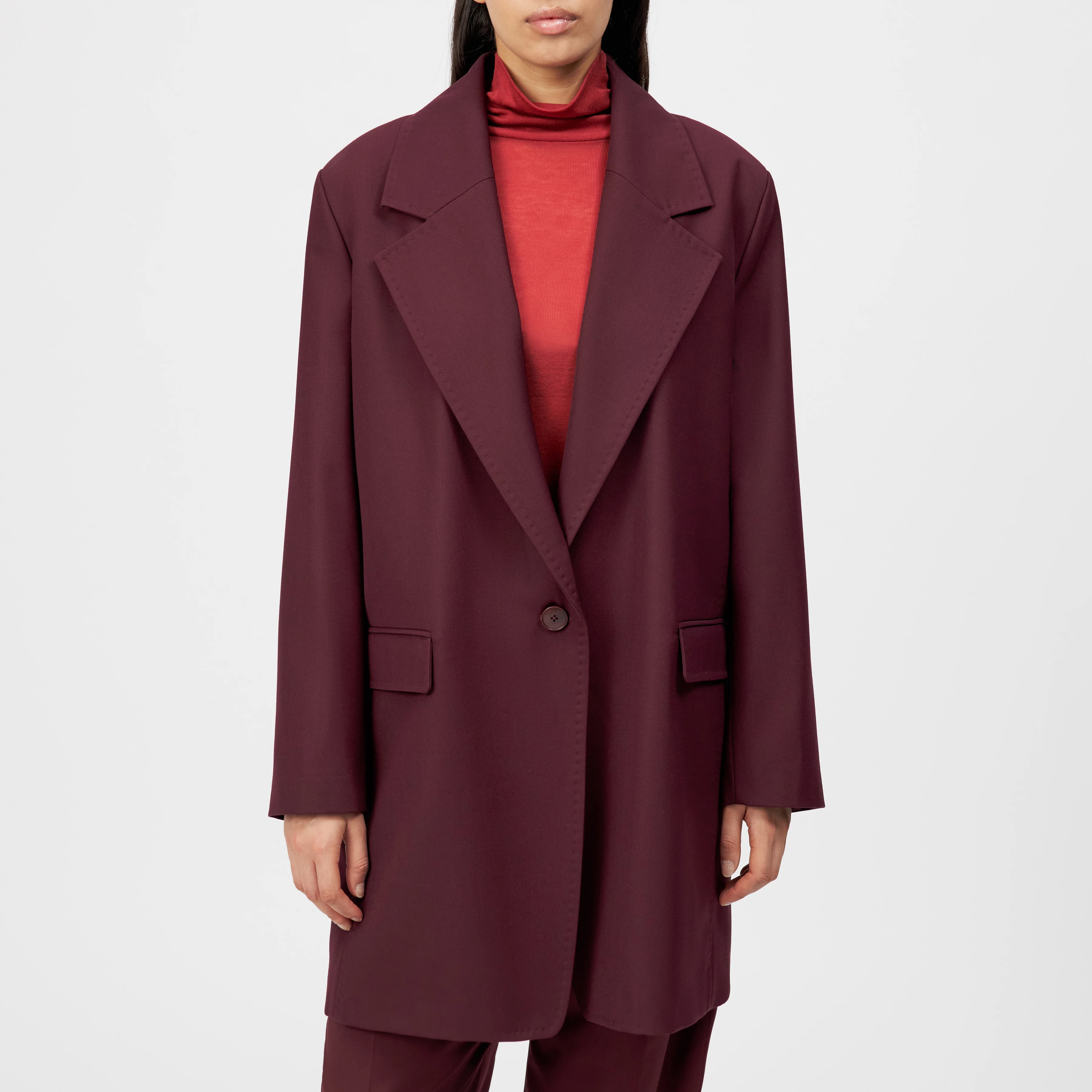 WESTOW - Oversized Mantel mit Reverskragen in Woll-Mix - Damen - rot - Frontansicht