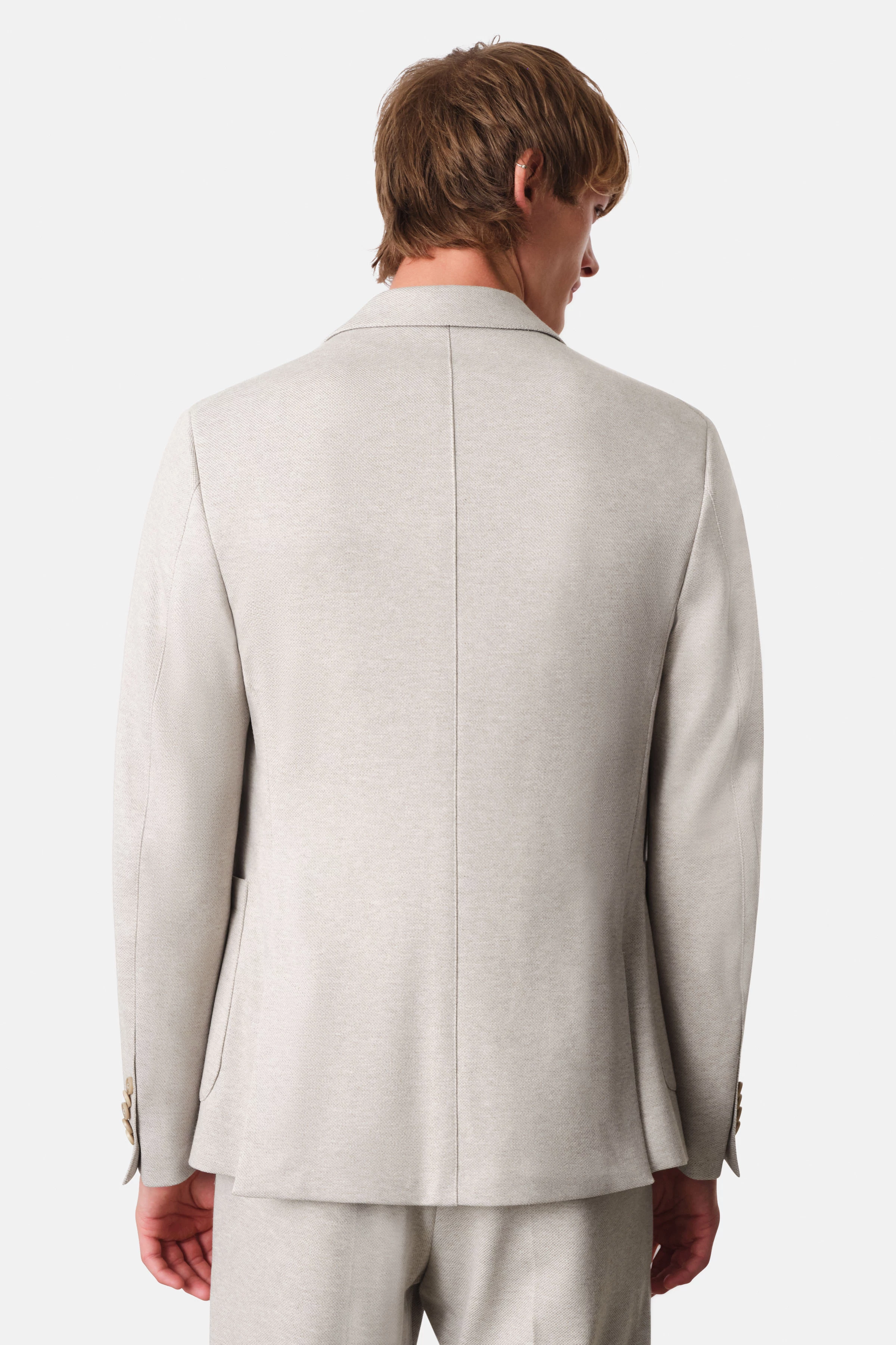 CARLES - Regular Fit Sakko in Jersey mit zweifarbiger Struktur - Herren - beige - Rückansicht