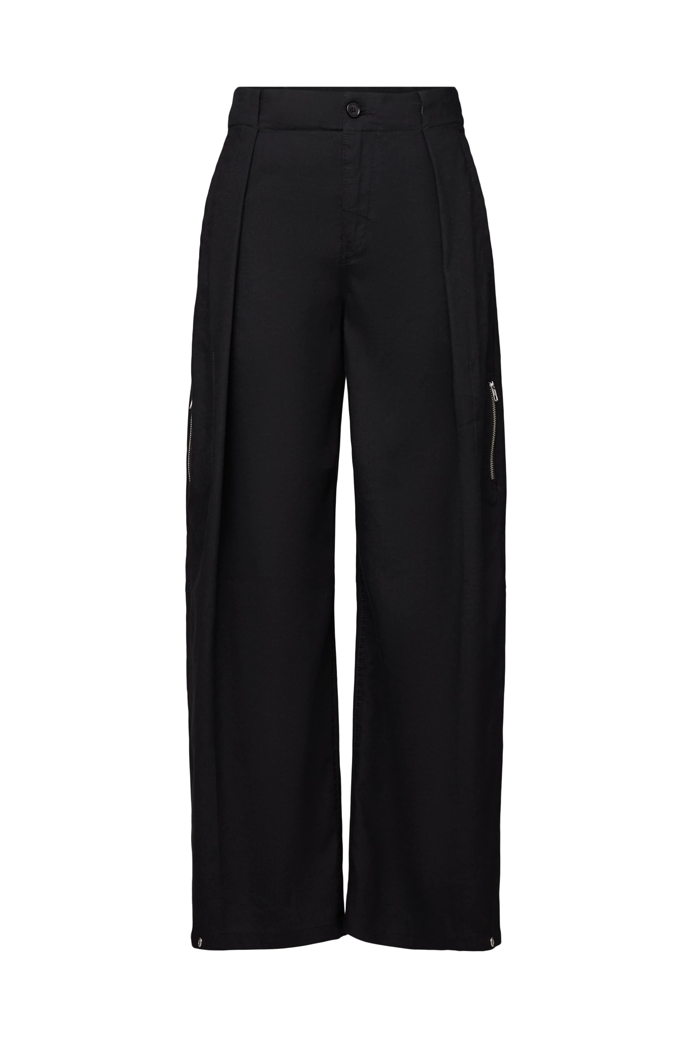 DREAK - Relaxed Fit Linen-Blend Utility Trousers - women - black - Freisteller Frontansicht