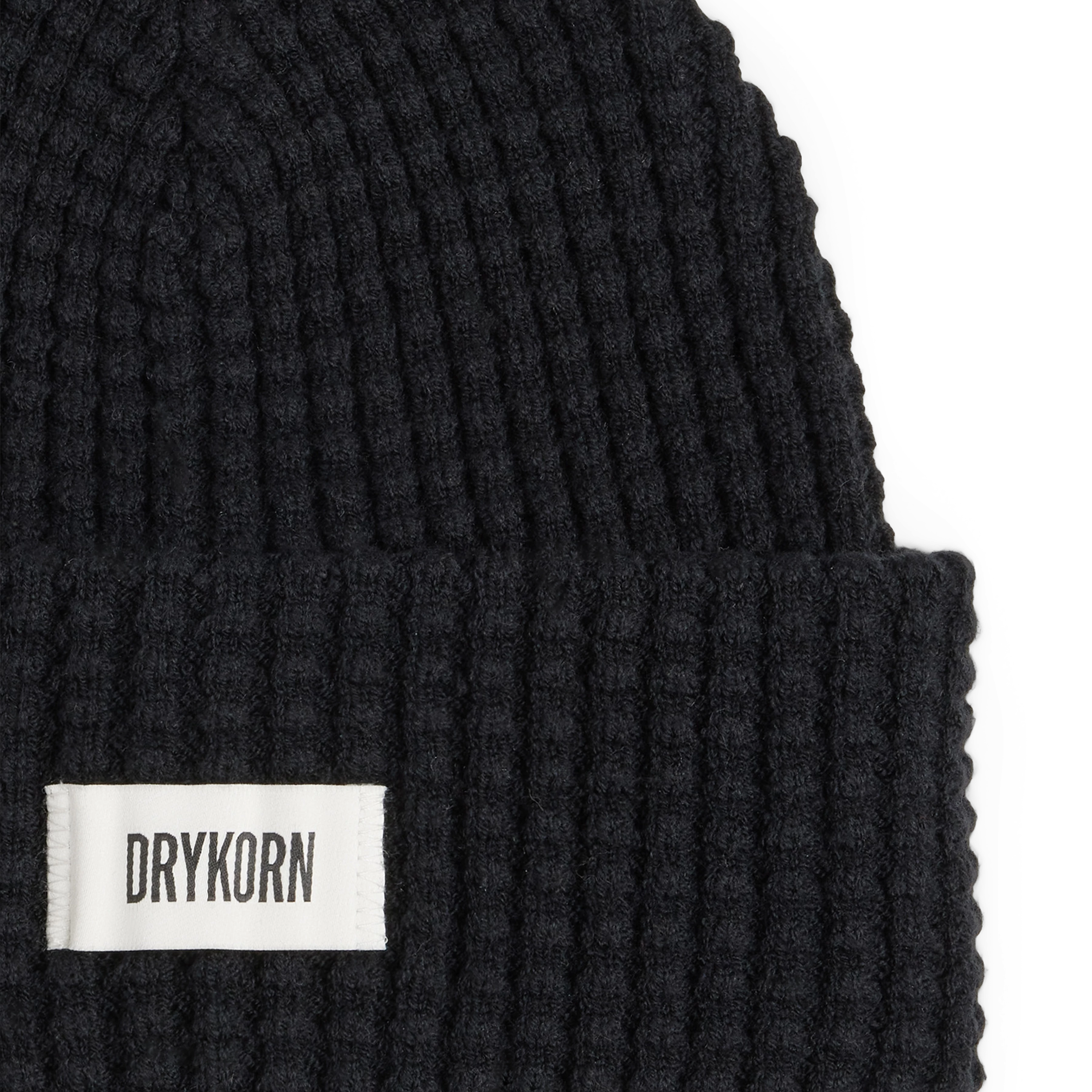 LOAH - Beanie in Baumwoll-Mix - Unisex - schwarz - Freisteller Detailansicht