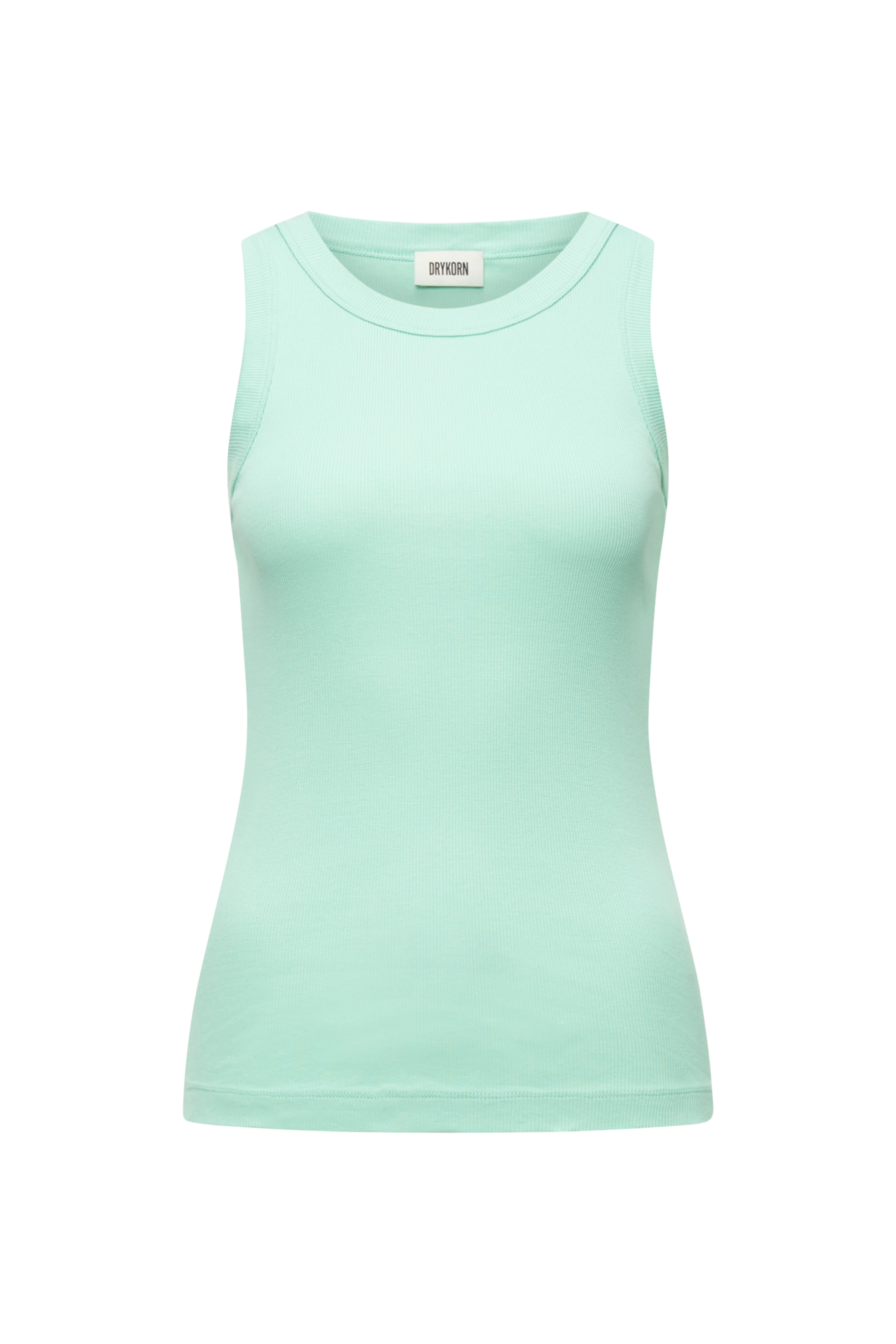 OLINA - Round-necked tank top in cotton rib - women - green - Freisteller Frontansicht