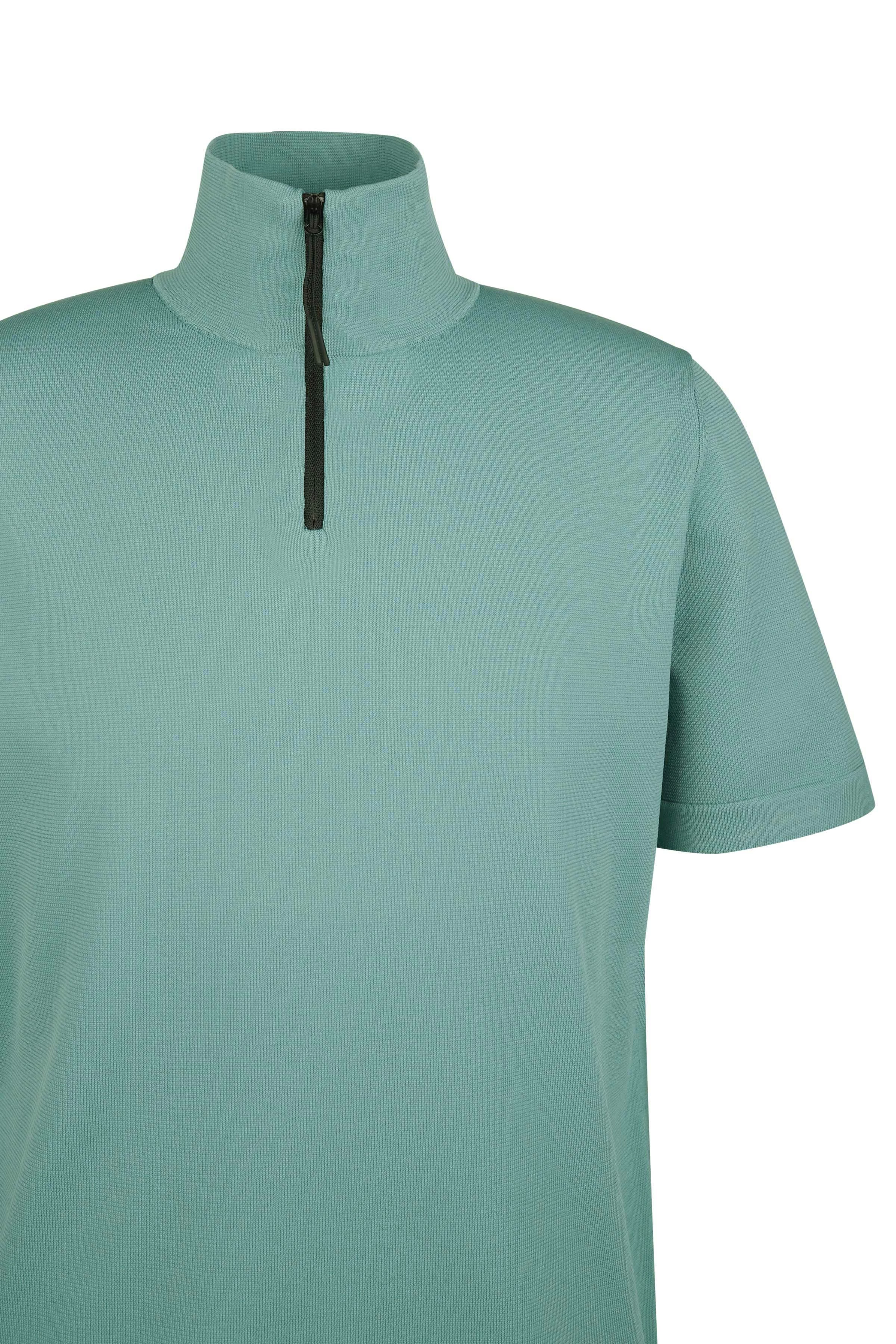 LEANDER_ROSE - half zip polo - men - green - Freisteller Detailansicht
