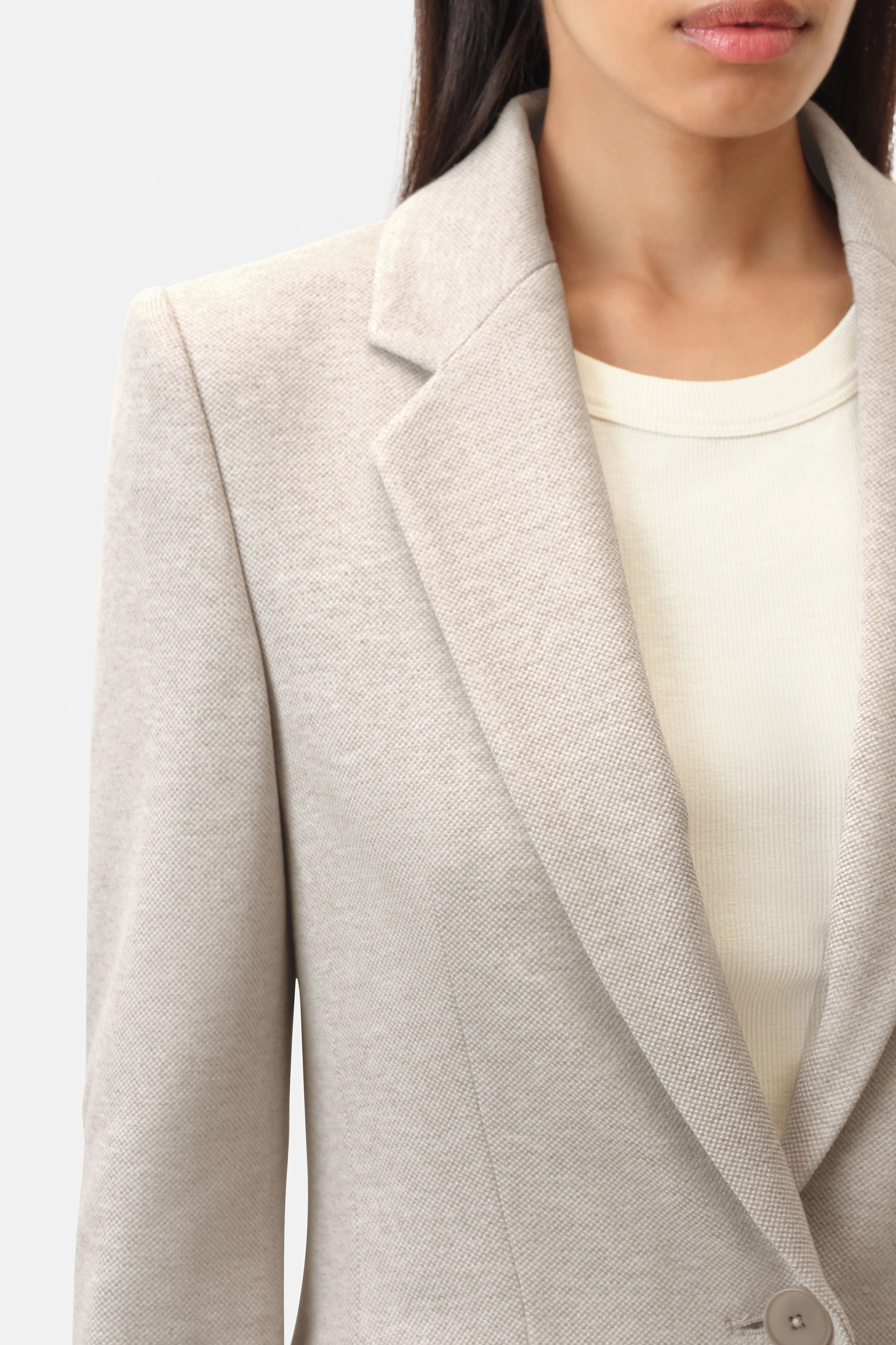 ATLIN_2 - Einknopf-Blazer in Jersey - Damen - beige - Seitenansicht
