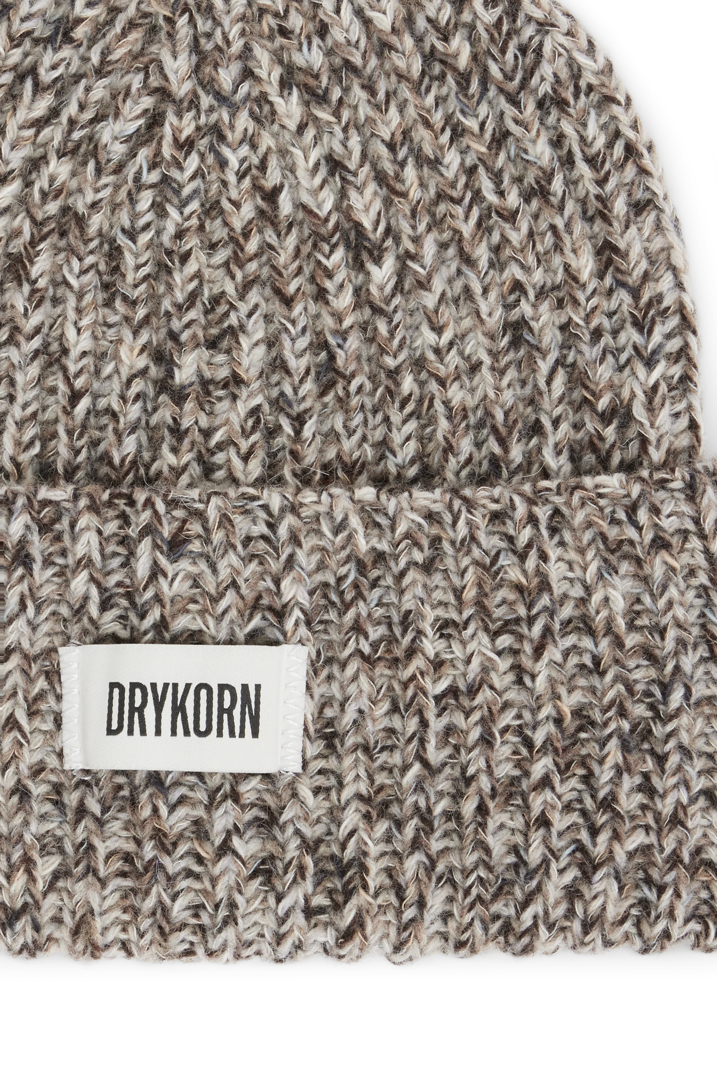 LOAH - Beanie in Woll-Baumwollmix - Unisex - braun - Freisteller Detailansicht