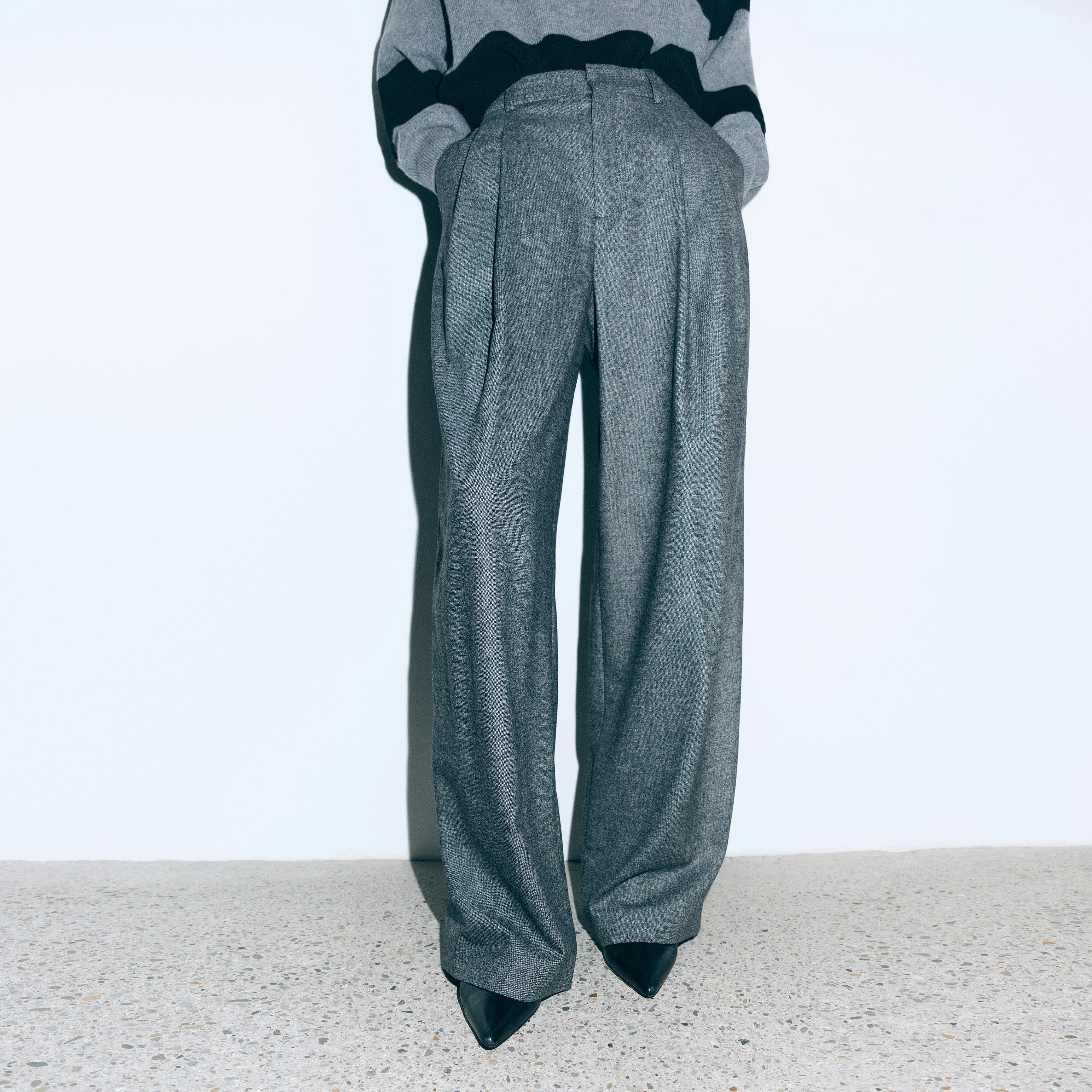 INK - Lässige Bundfaltenhose in Flanell - Damen - grau