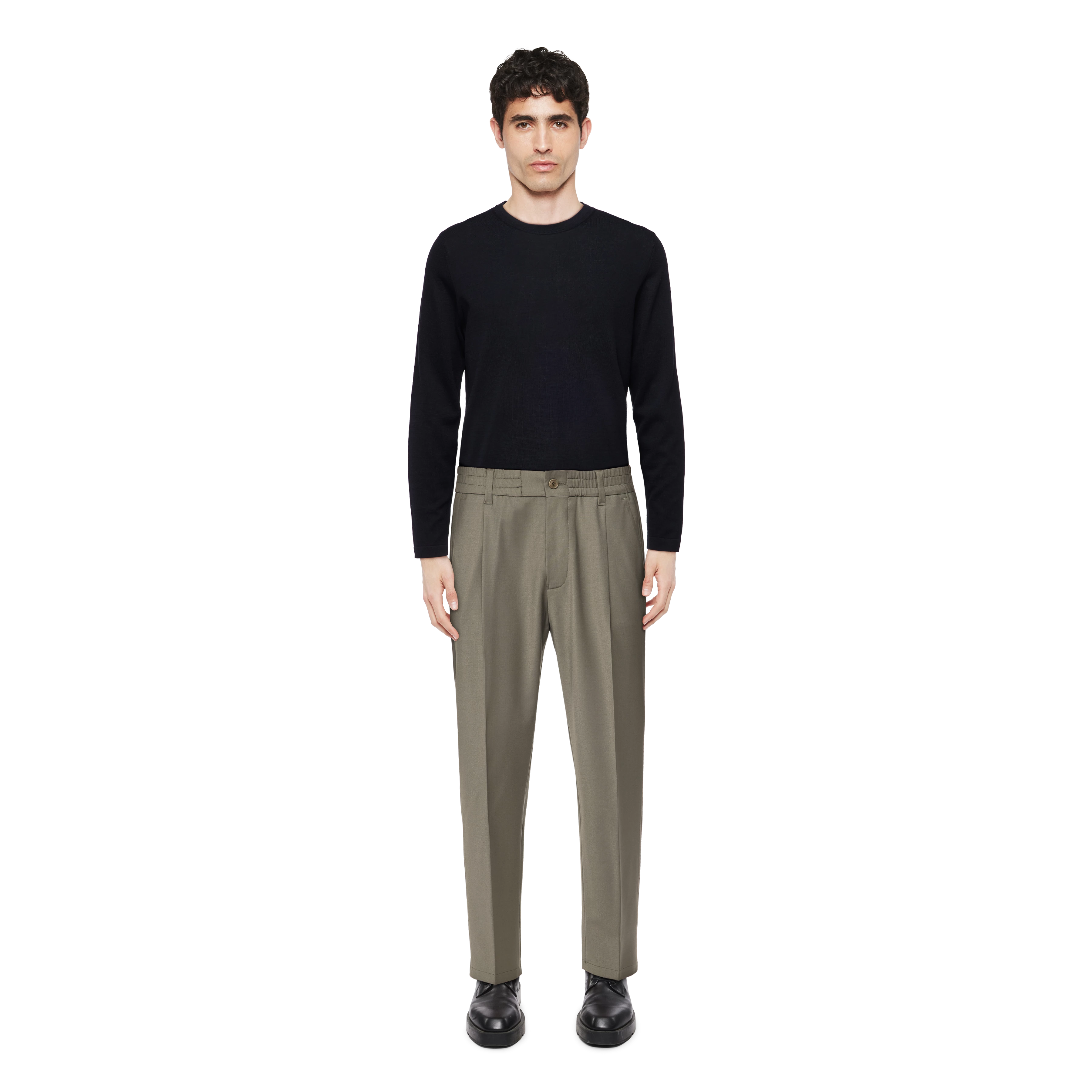 CHASY - Casual Hose mit Bundfalte in Bi-Stretch - Herren - grün - Ganzkörper-Frontansicht