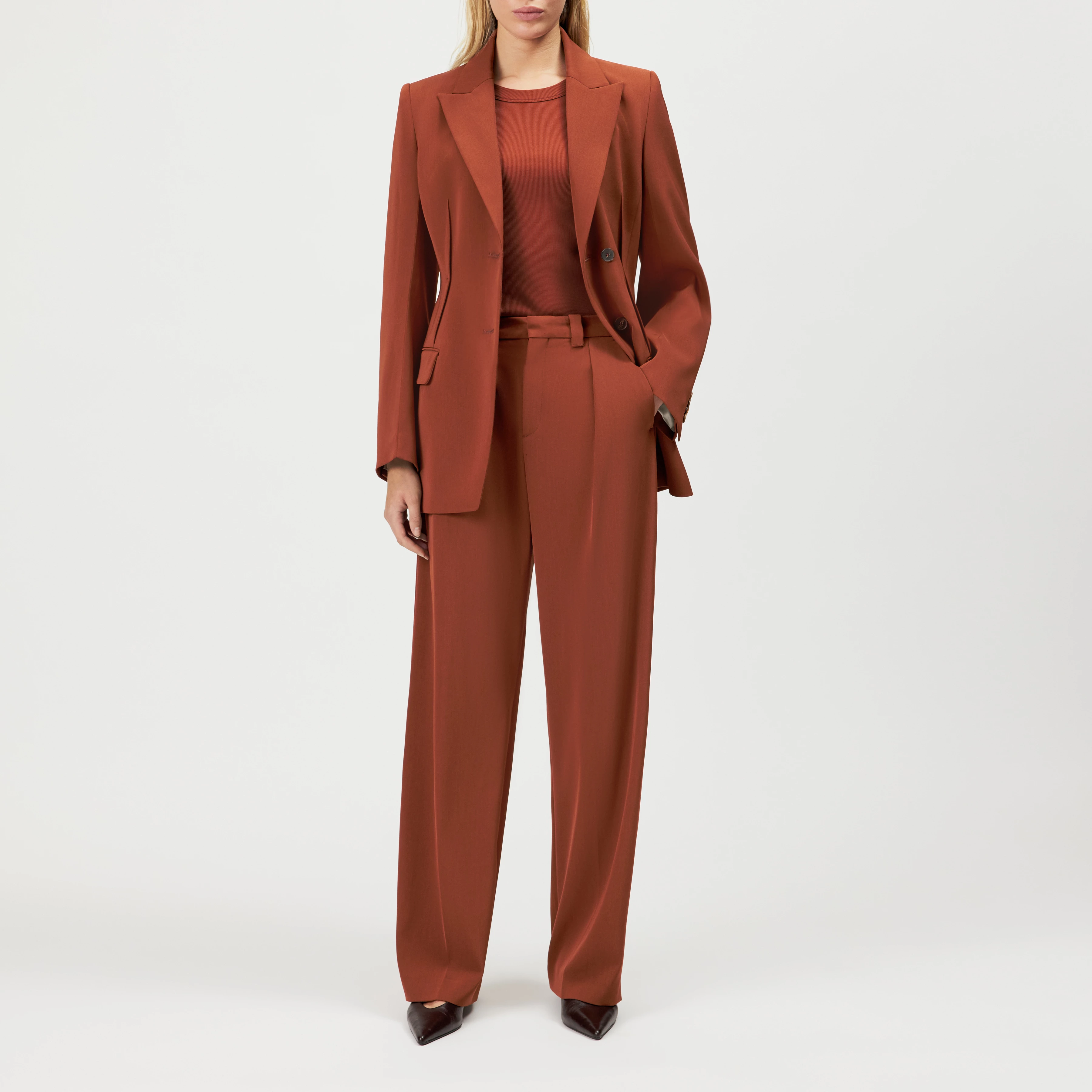 ADUCT - Techno twill straight-leg tailored trousers - women - red - Ganzkörper-Frontansicht