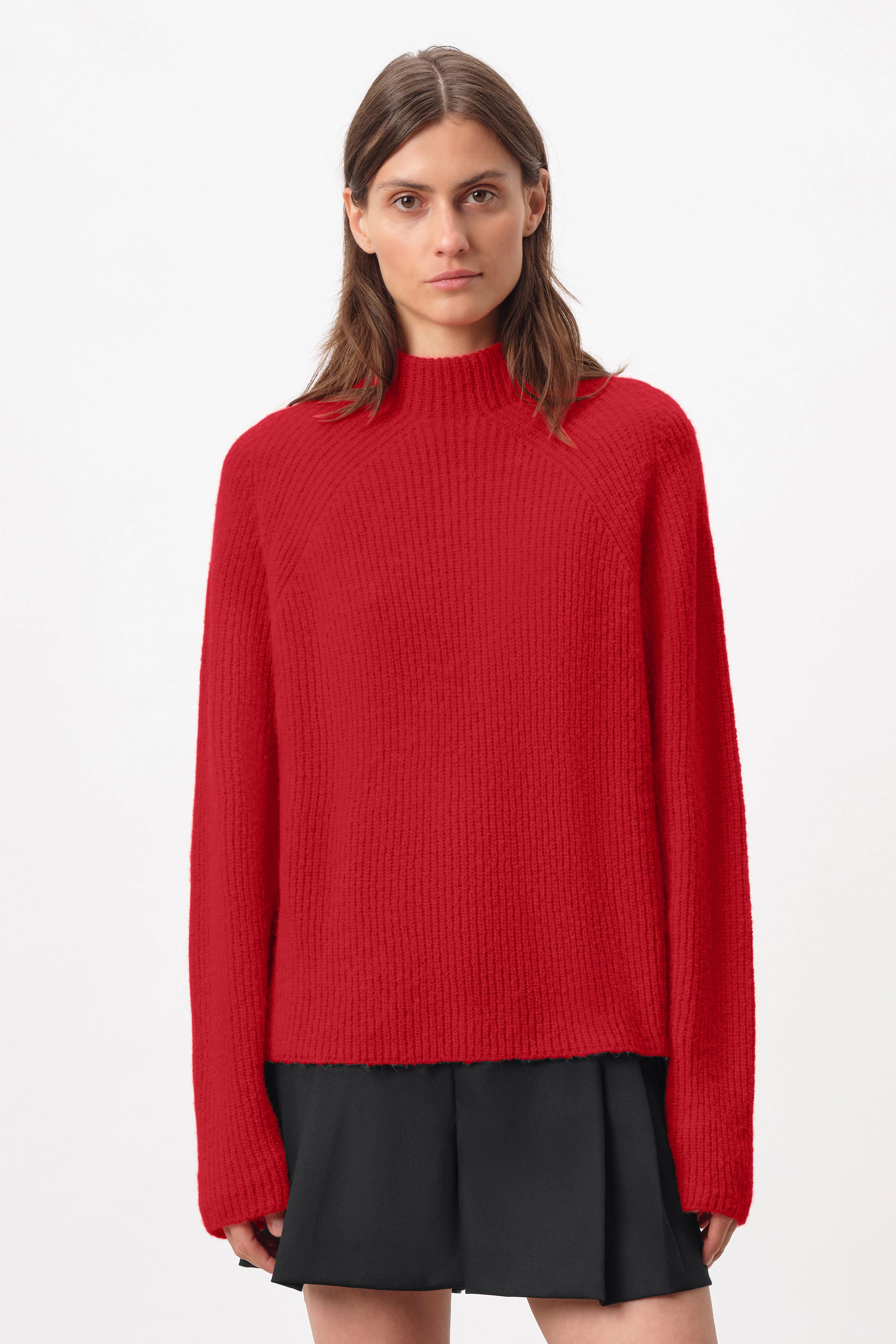 IONYA - Pullover mit Miniturtle in Alpaka-Woll Mix - Damen - rot - Frontansicht