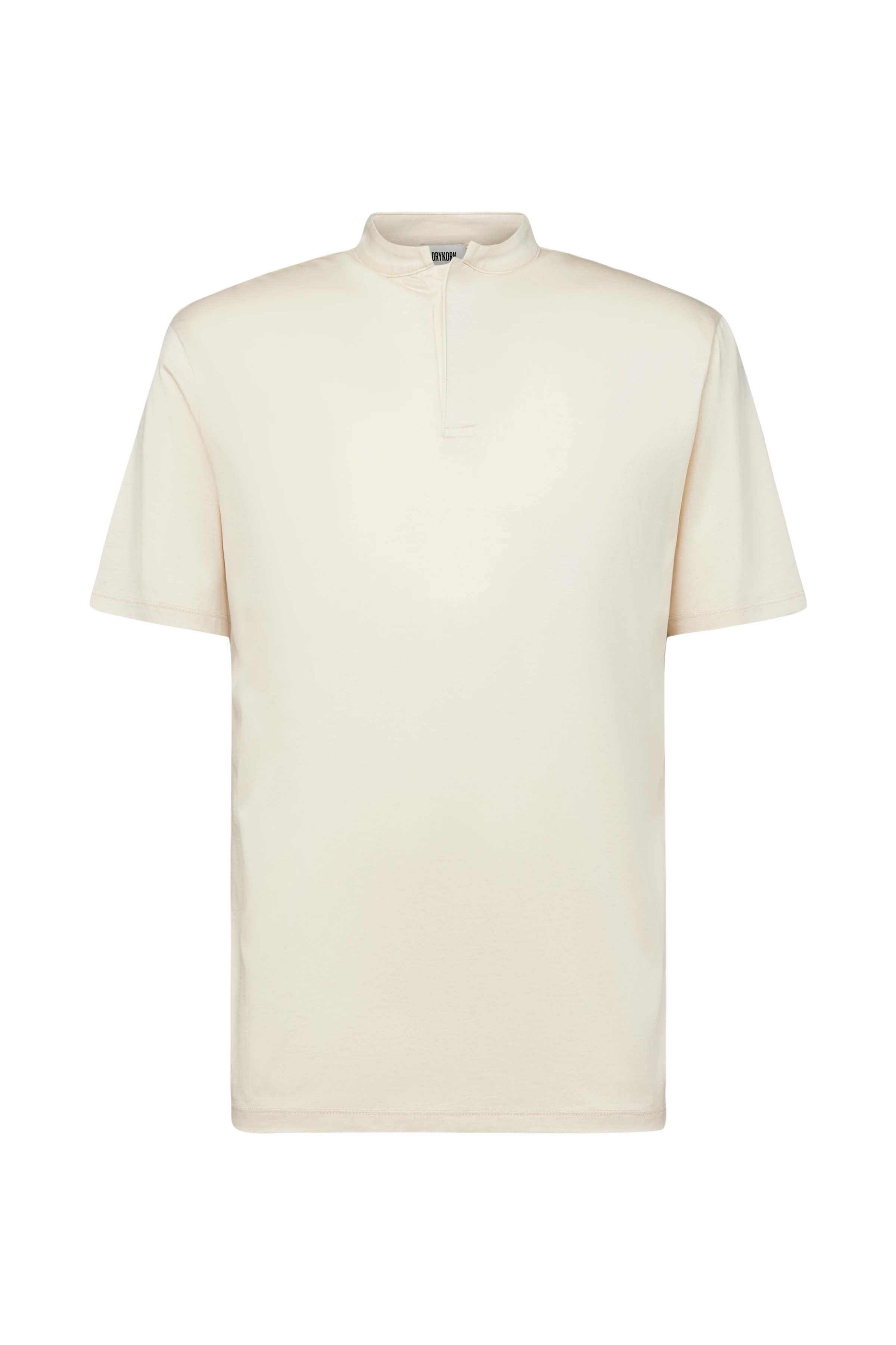 LOUIS - T-shirt with button placket in blended cotton modal - men - beige - Freisteller Frontansicht