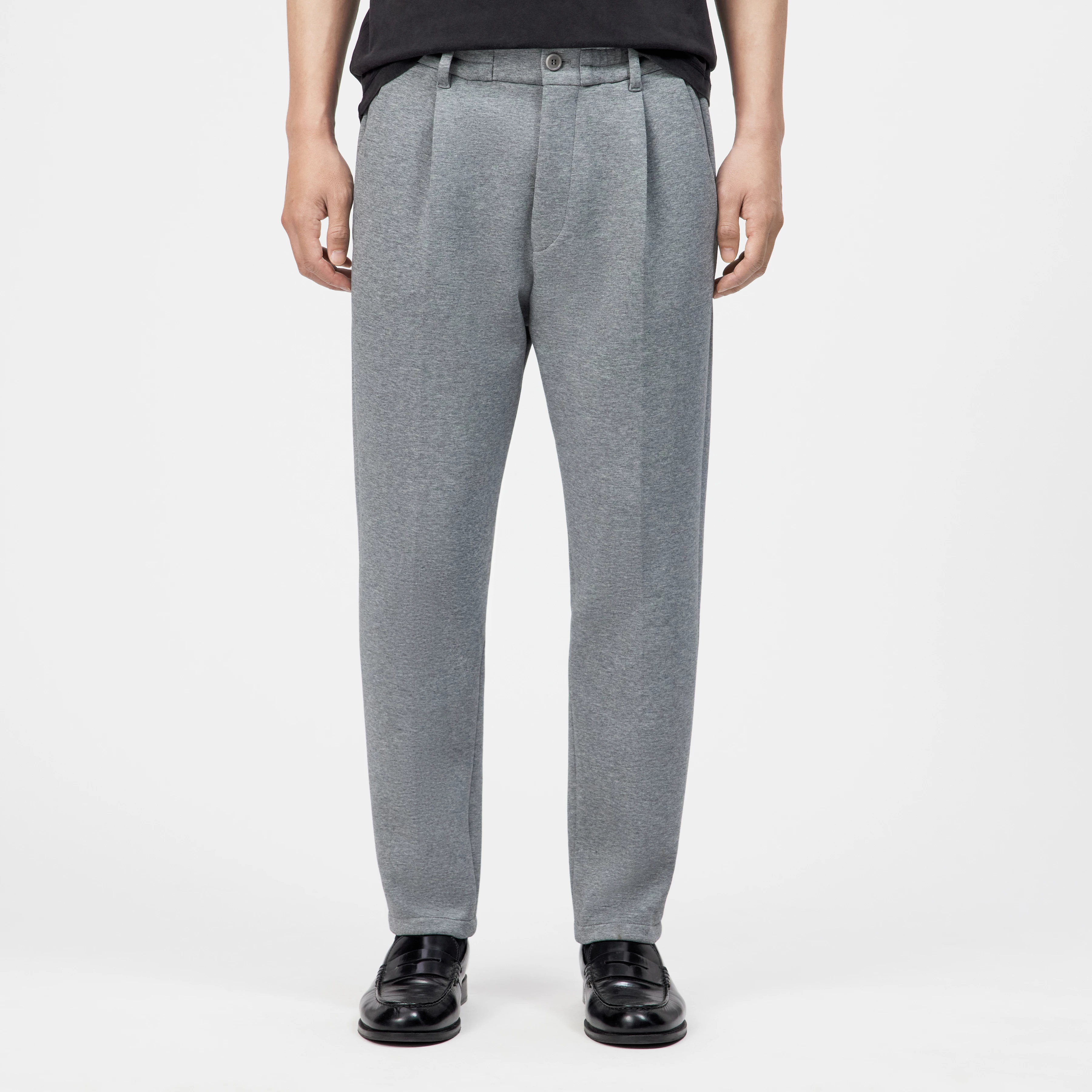 CHASY - Casual trousers with pleats in cotton blend - men - grey - Frontansicht