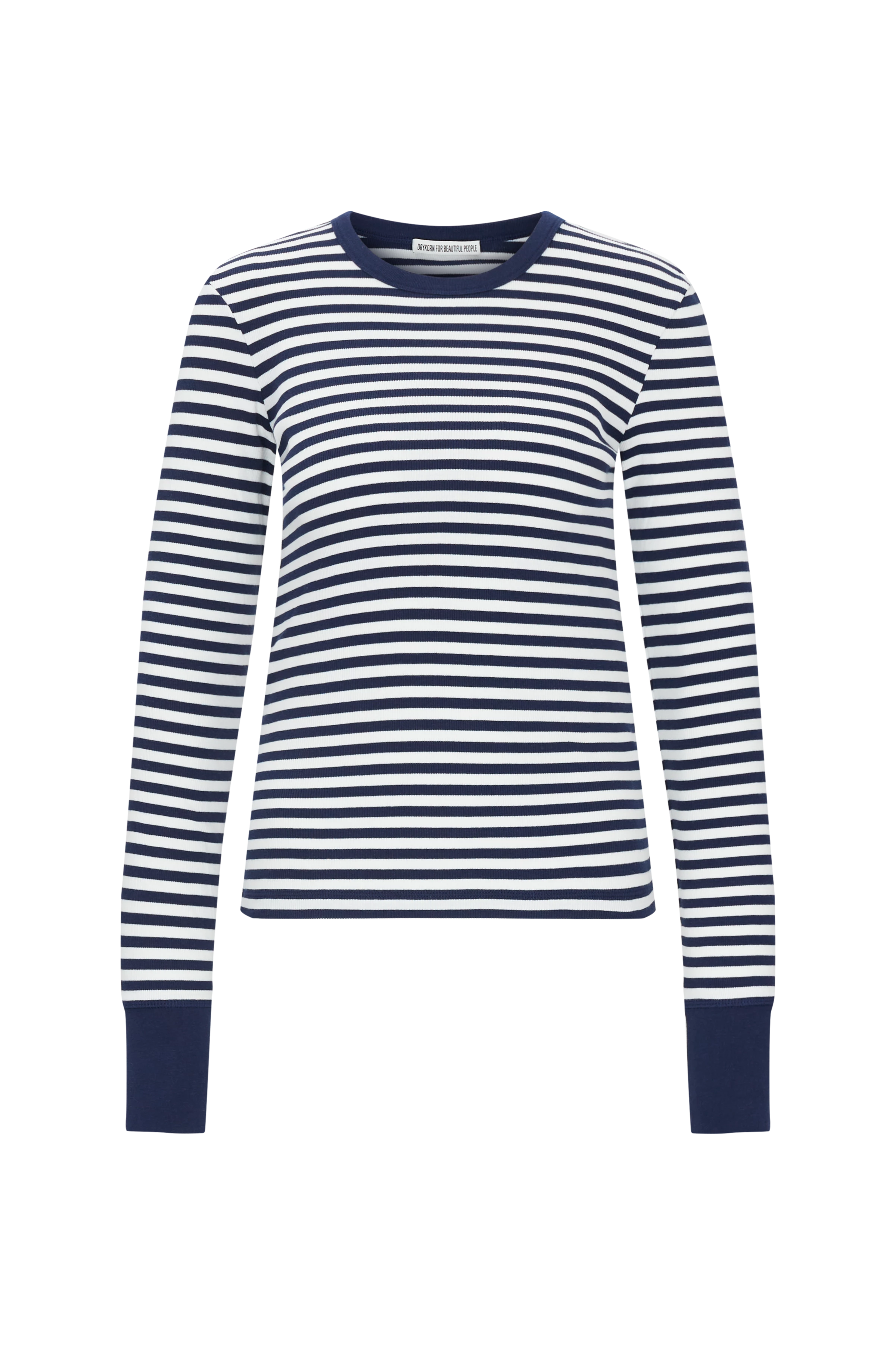 NURIT - T-shirt manches longues étroit en milleraies clair - women - bleu - Freisteller Frontansicht